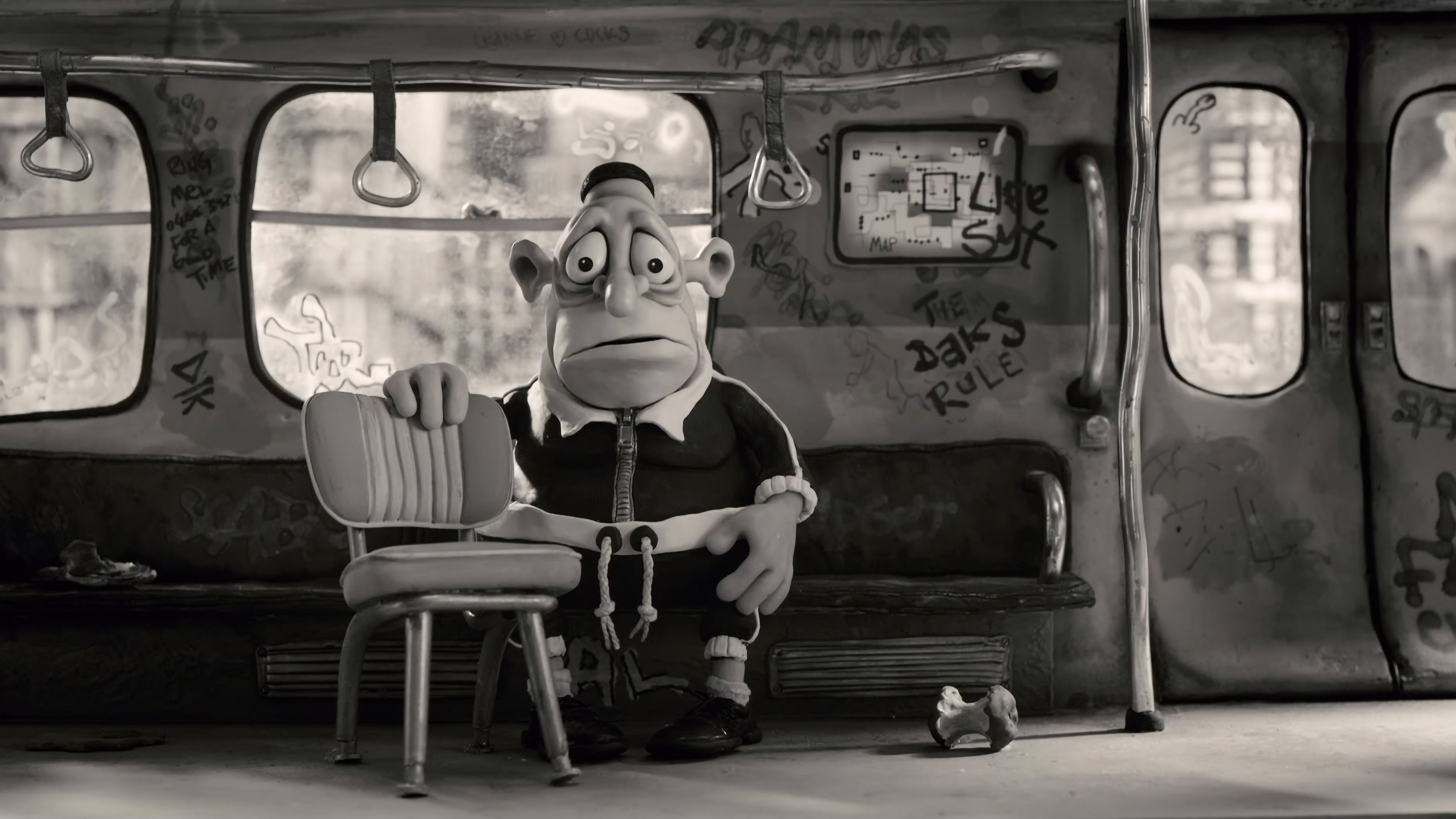 General 3840x2160 Mary and Max puppets low saturation stop motion monochrome digital art