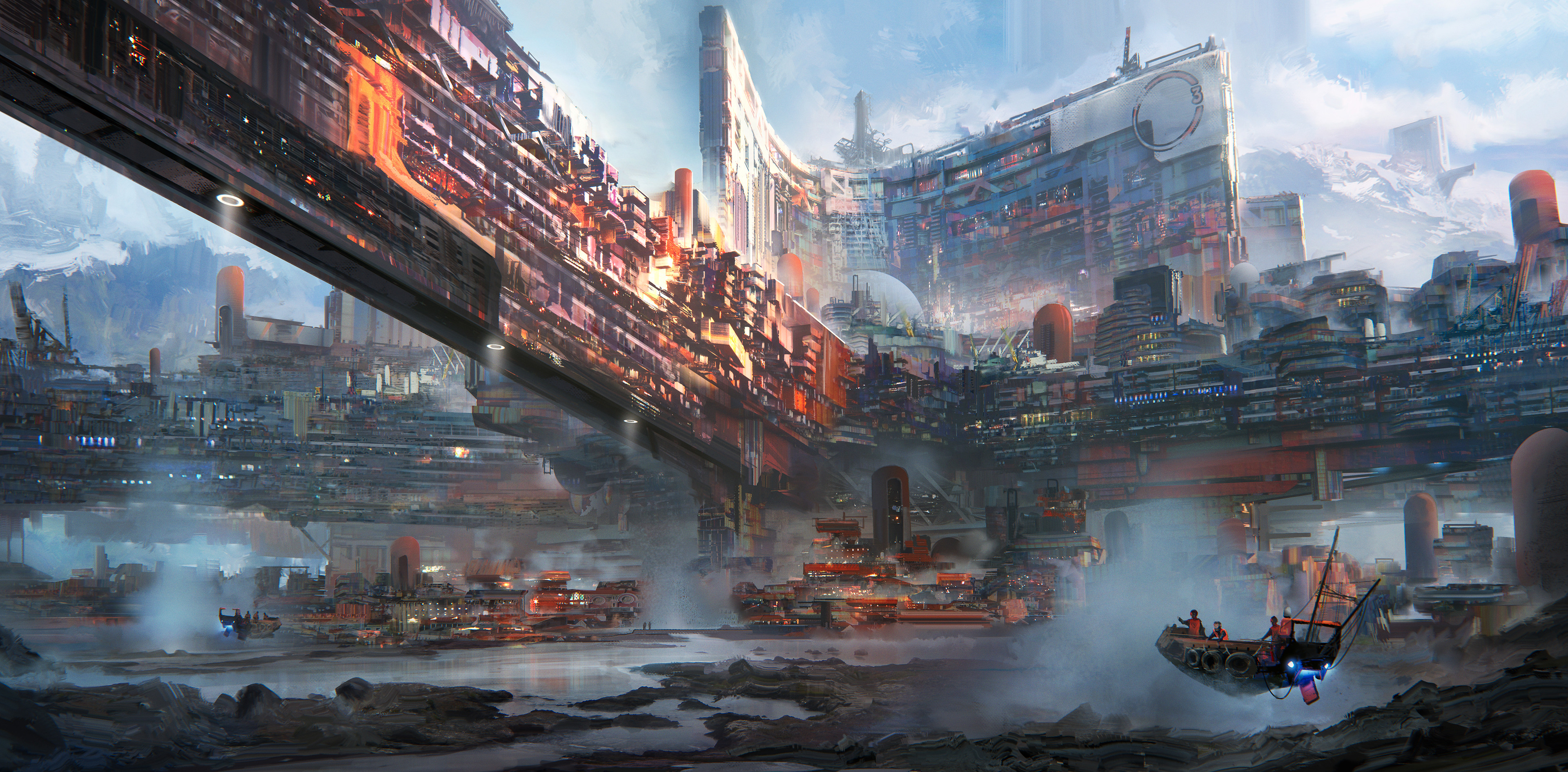 General 3840x1892 futuristic city science fiction futuristic cityscape