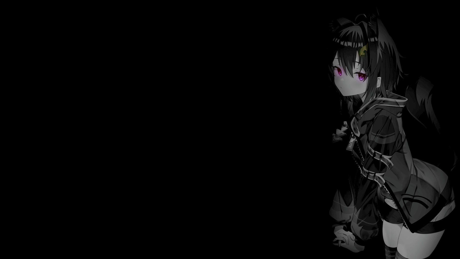 Anime 1920x1080 selective coloring anime girls black background dark background simple background
