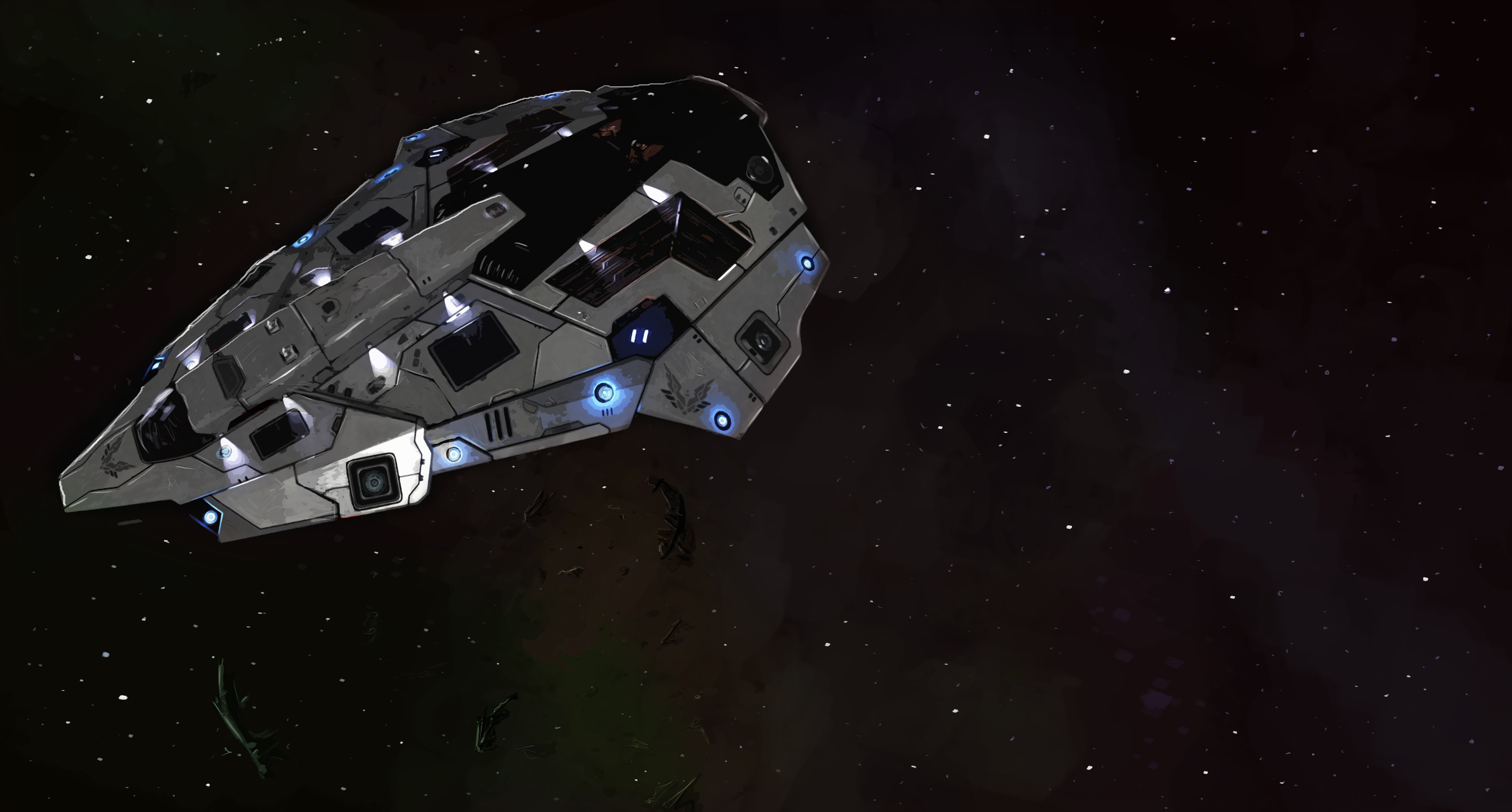 General 5697x3059 Elite: Dangerous science fiction spaceship Kev-Art video games
