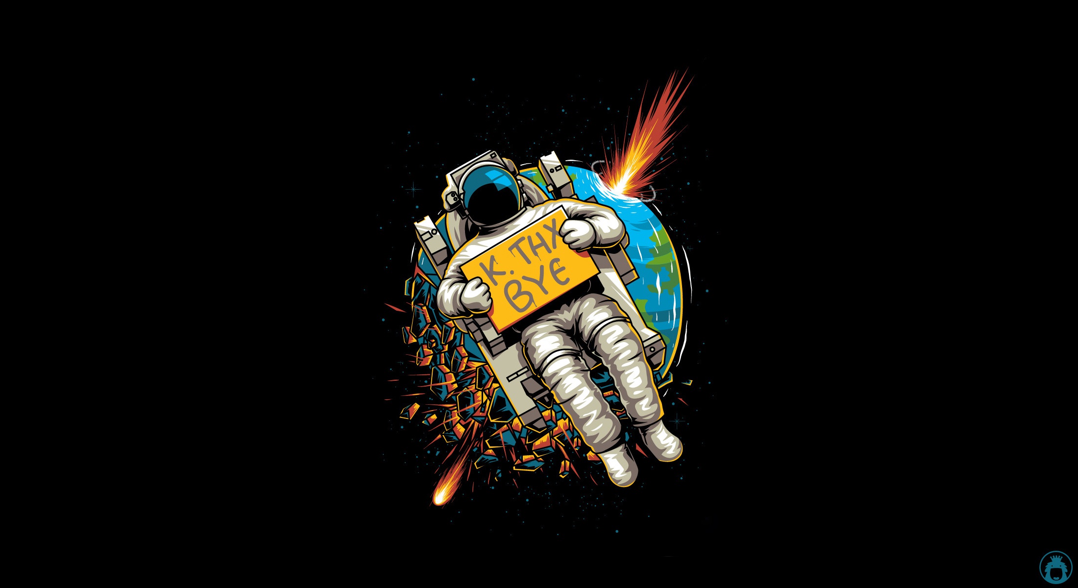 General 2200x1200 space space art astronaut artwork Earth meteors humor