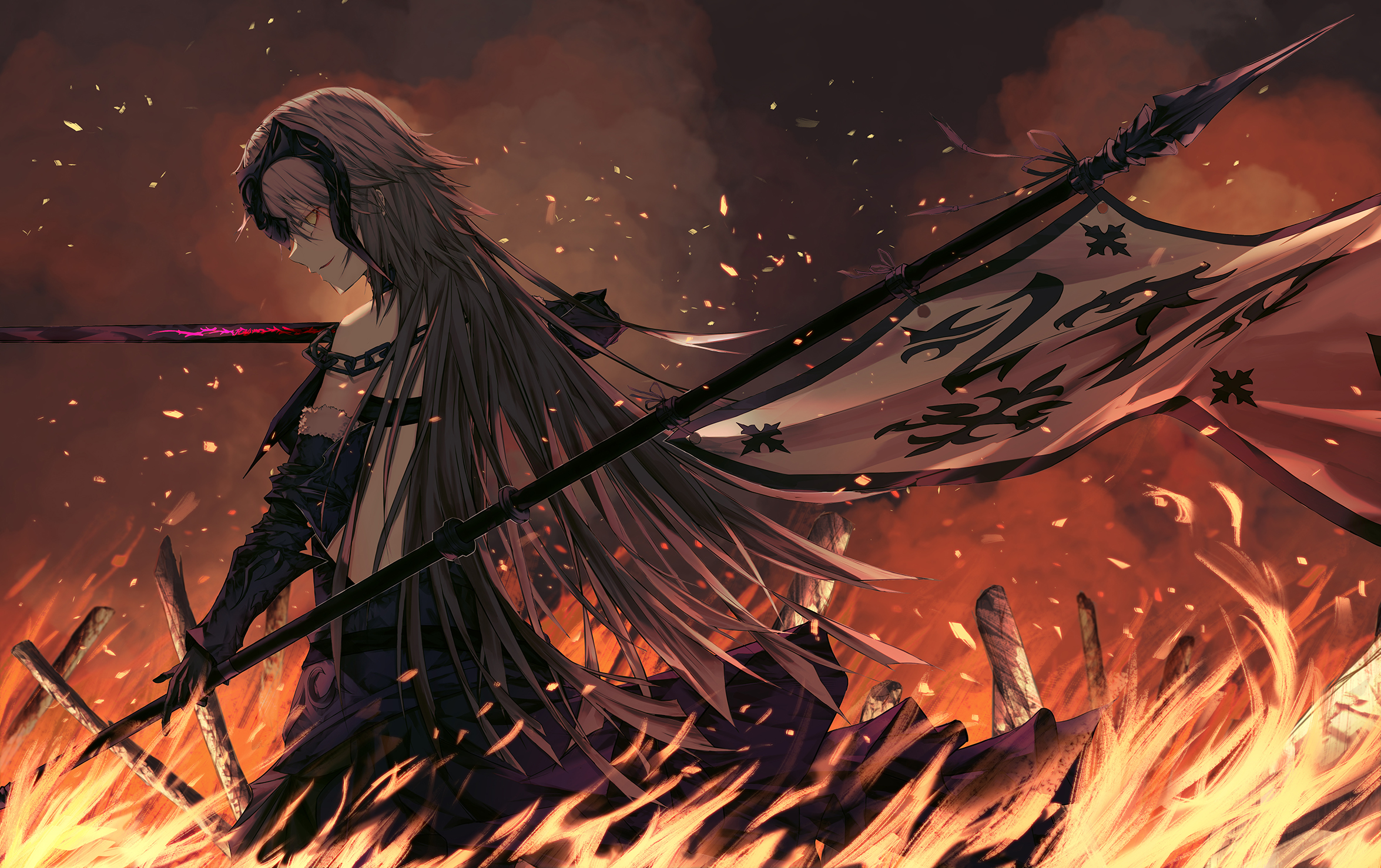 Anime 2350x1477 anime anime girls Fate/Grand Order Jeanne (Alter) (Fate/Grand Order) Jeanne d'Arc (Fate) Fate series fire