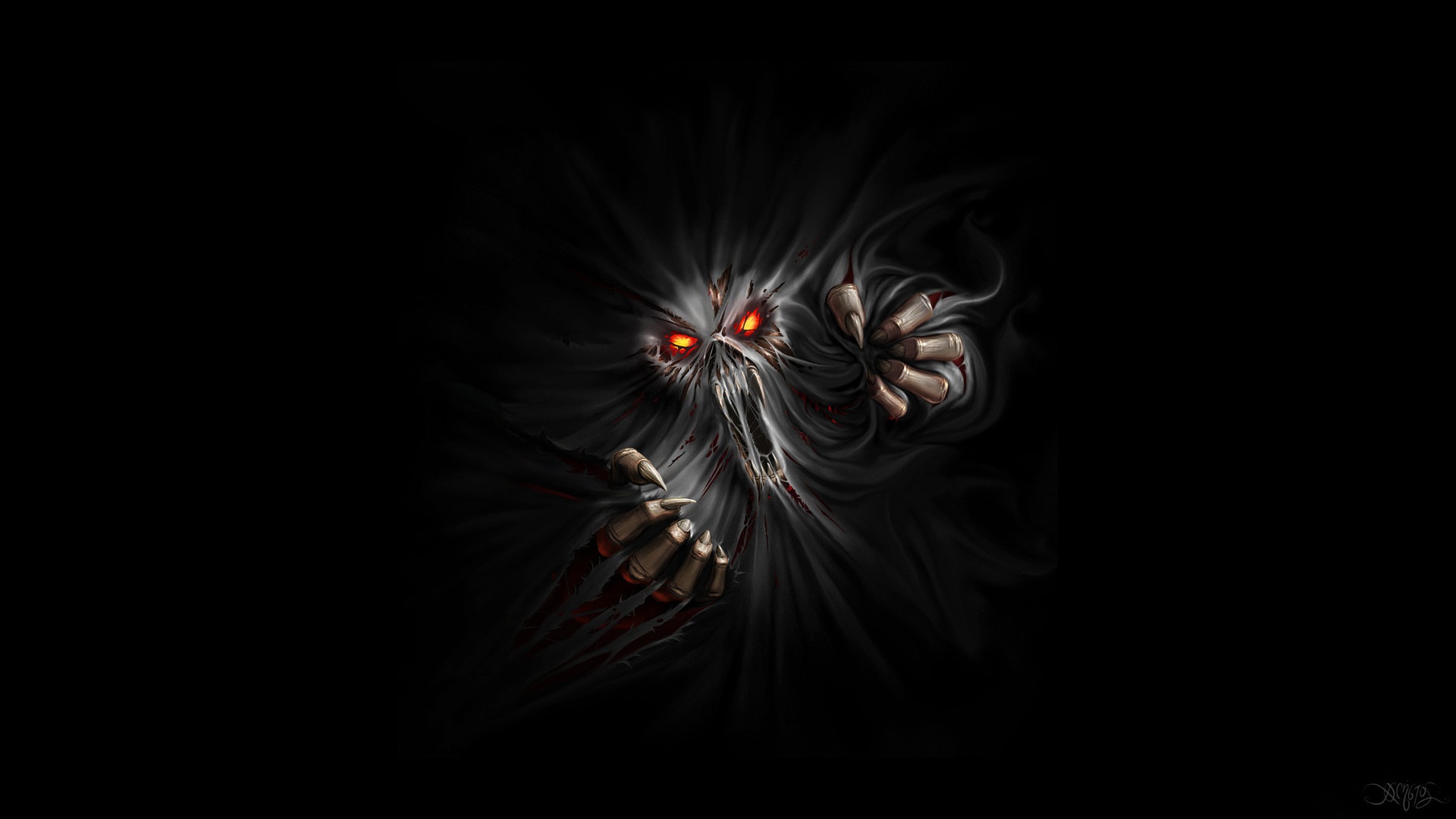General 1920x1080 fantasy art minimalism simple background demon glowing eyes creature