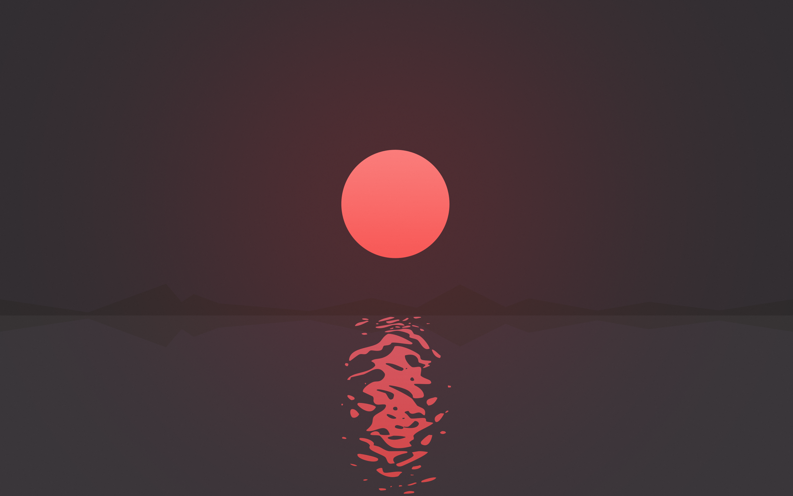 General 2560x1600 minimalism digital art artwork sunset mountains sea reflection