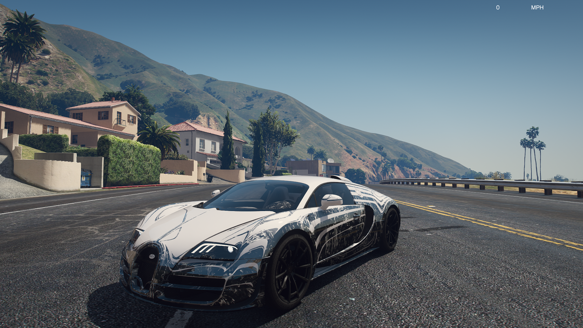 General 1920x1080 NaturalVision Evolved Grand Theft Auto V Grand Theft Auto PC gaming Bugatti car Los Santos Los Angeles vehicle CGI road asphalt