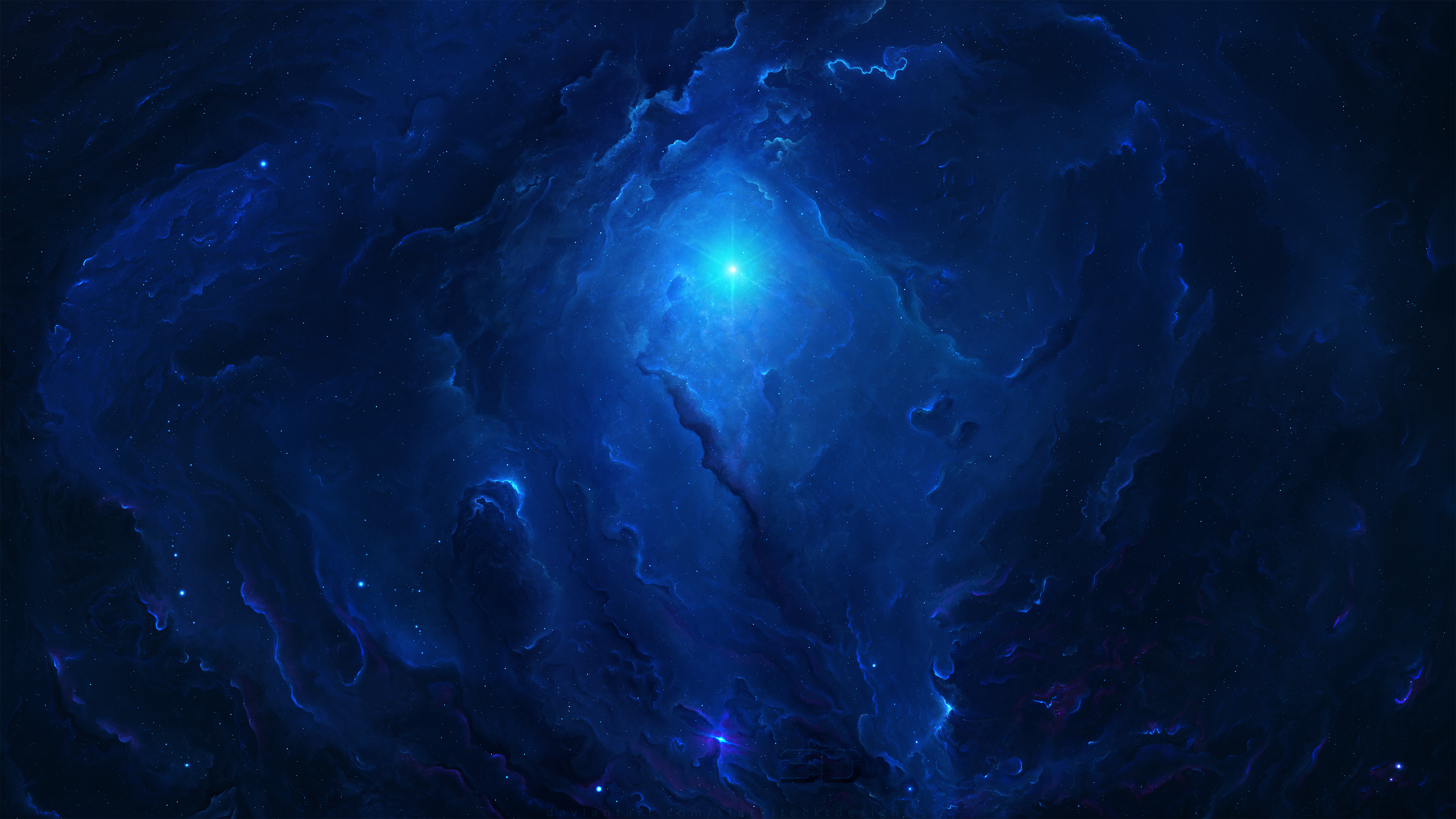 General 3840x2160 Starkiteckt space blue nebula space art digital art