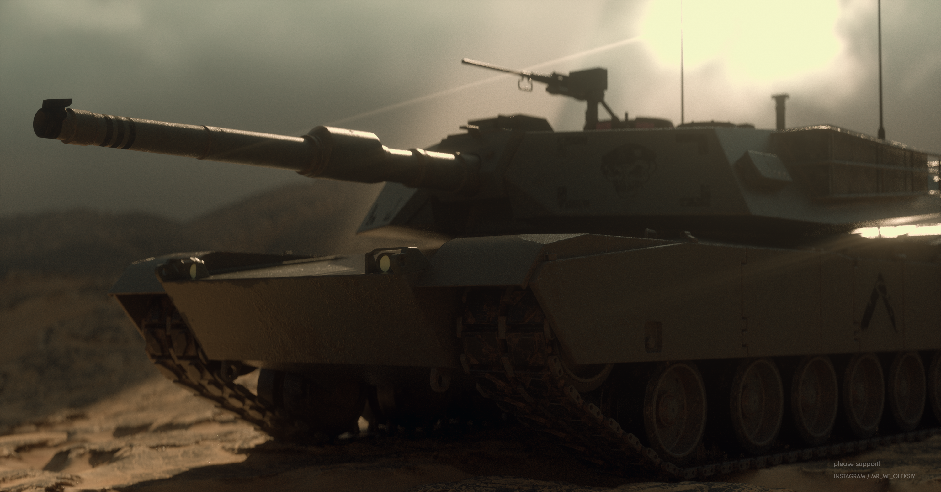 General 3000x1570 tank military landscape low quality terrain desert CGI M1 Abrams