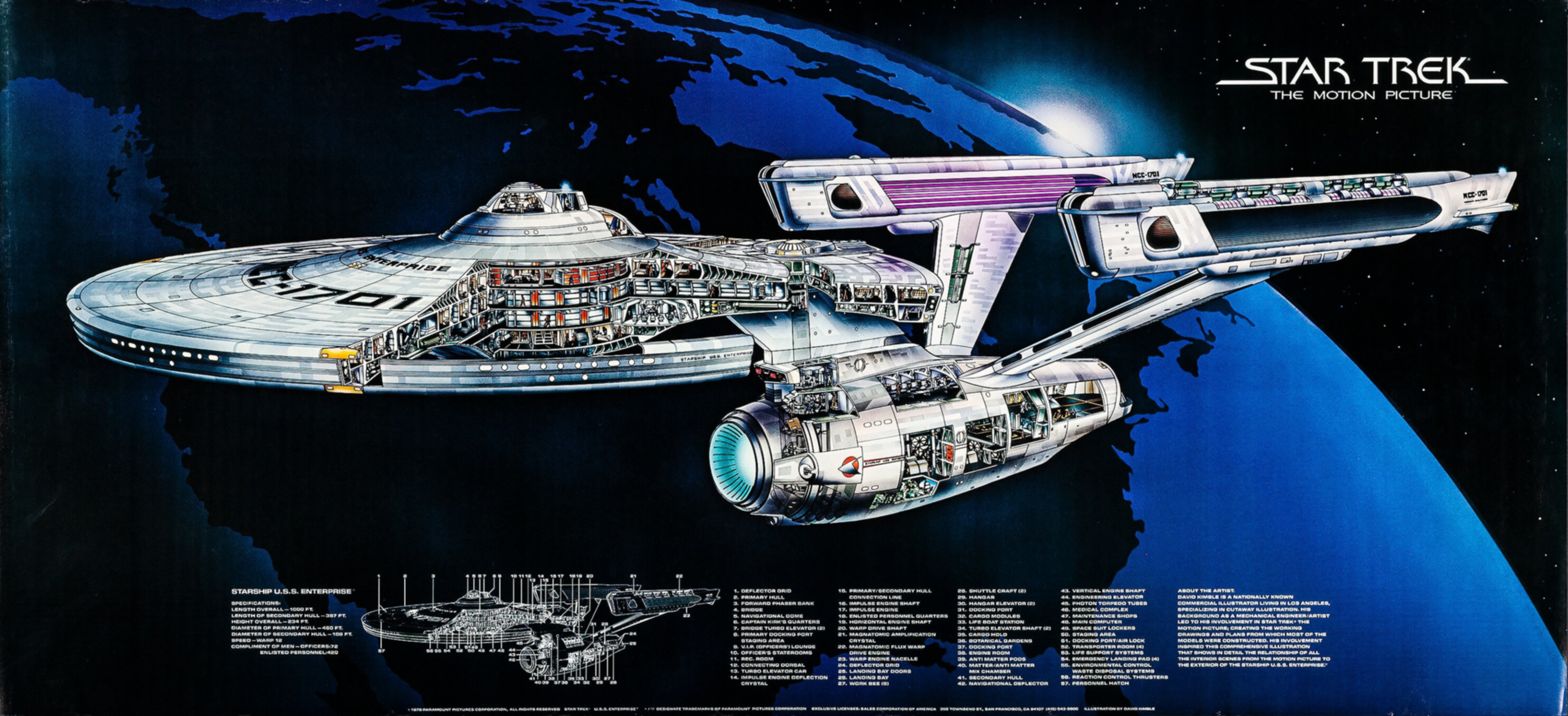 General 2839x1297 Star Trek Deck Plans Star Trek: The Motion Picture Constitution class Star Trek Ships USS Enterprise NCC-1701 movies science fiction spaceship vehicle