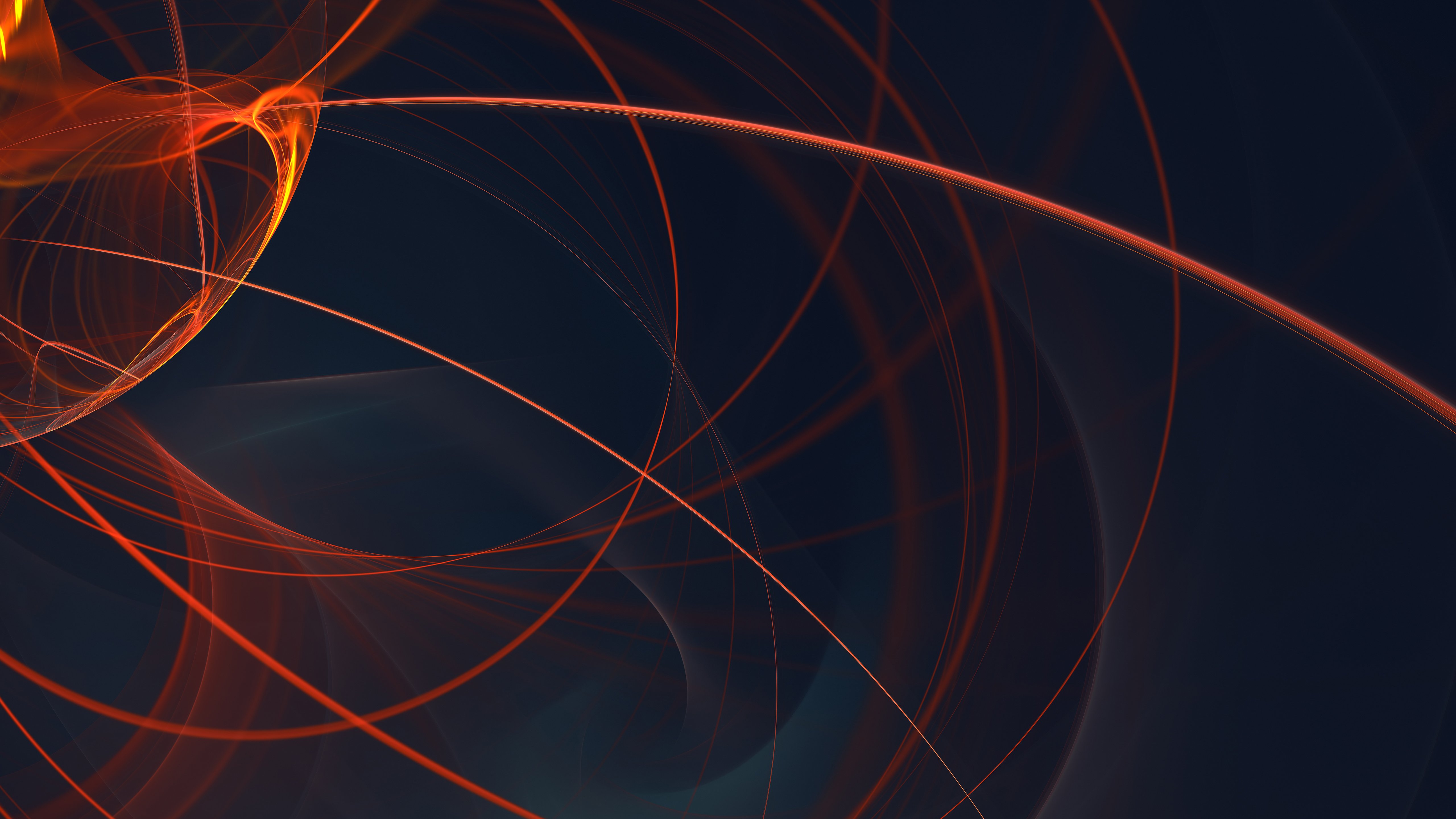 General 5120x2880 abstract swirls lines digital art shapes orange