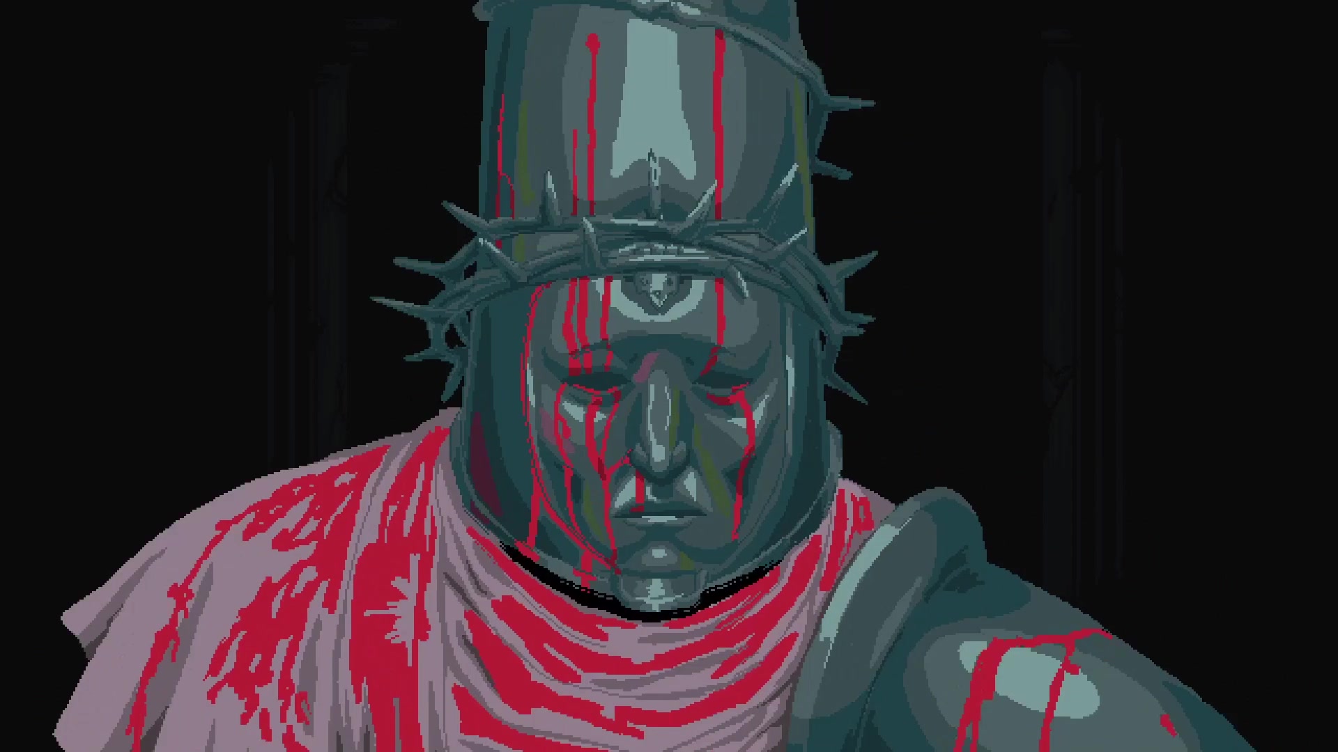 General 1920x1080 Blasphemous video games mask blood pixel art