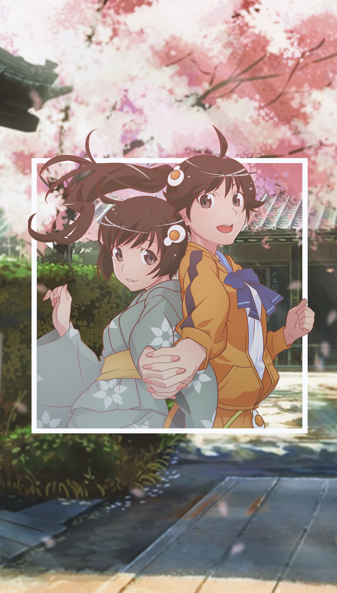 Anime 1080x1902 anime anime girls holding hands brunette brown eyes