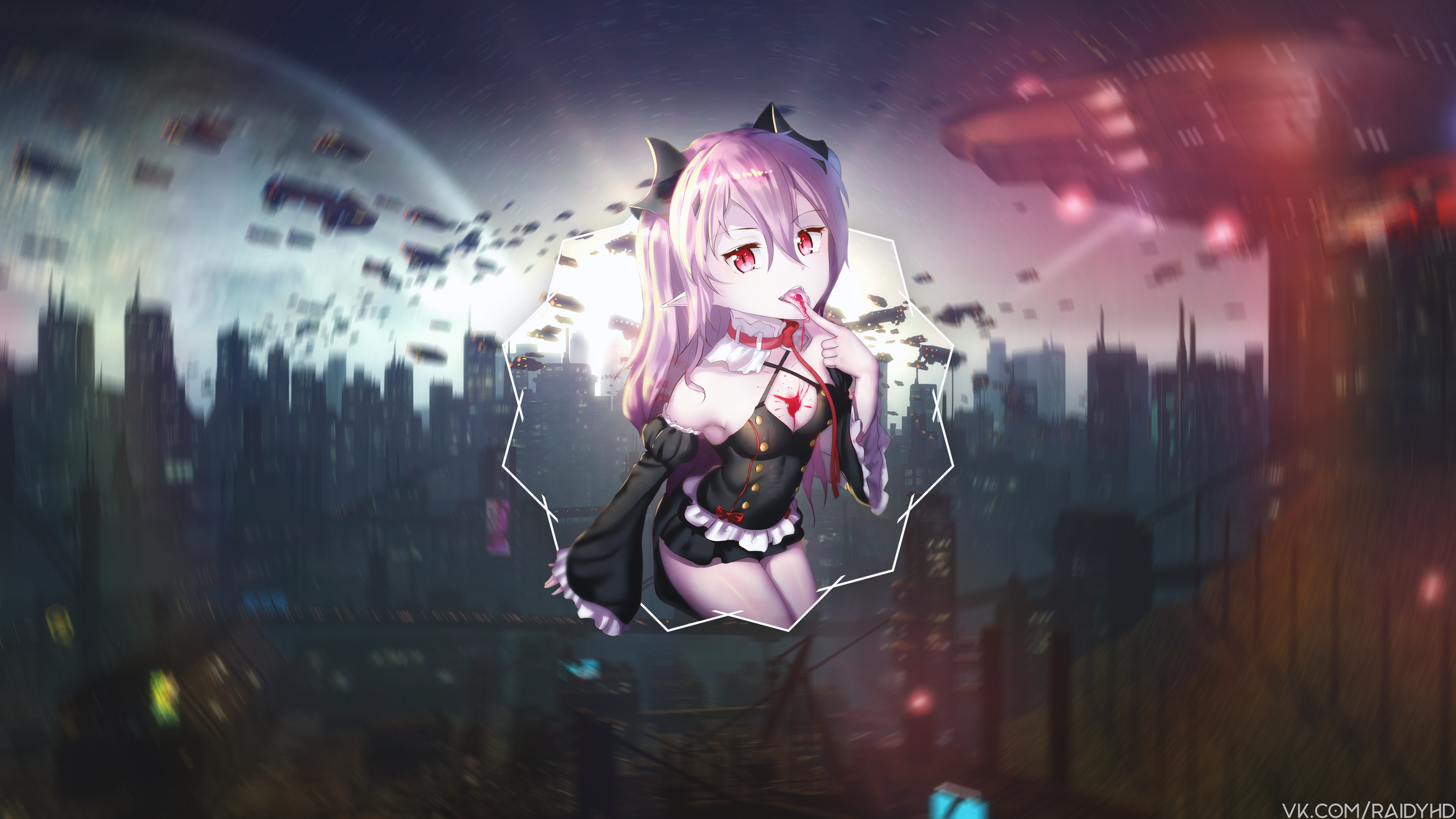 Anime 3840x2160 anime girls anime picture-in-picture Krul Tepes Owari No Seraph watermarked