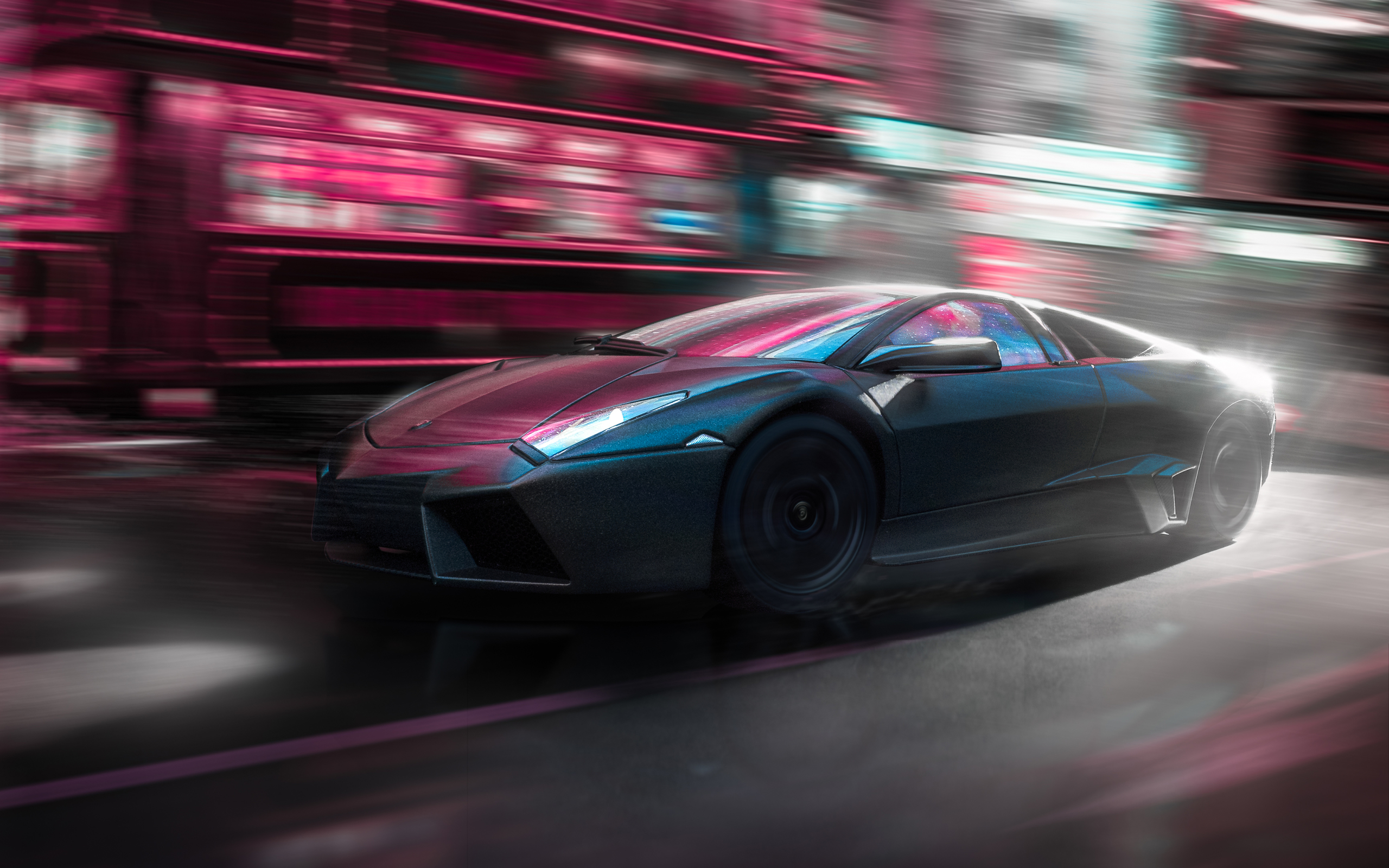 General 2560x1600 car Lamborghini motion blur supercars vehicle black cars digital art