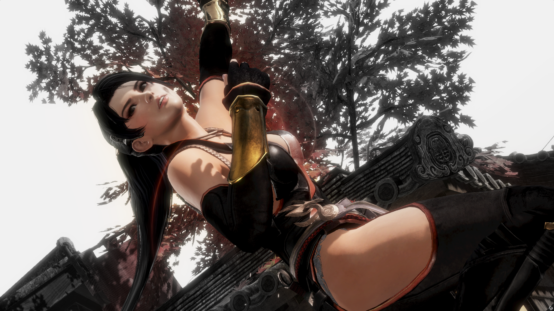 General 1920x1080 Dead or Alive ponytail long hair video game girls video game characters black hair thigh-highs Momiji (Dead or Alive) video games video game warriors