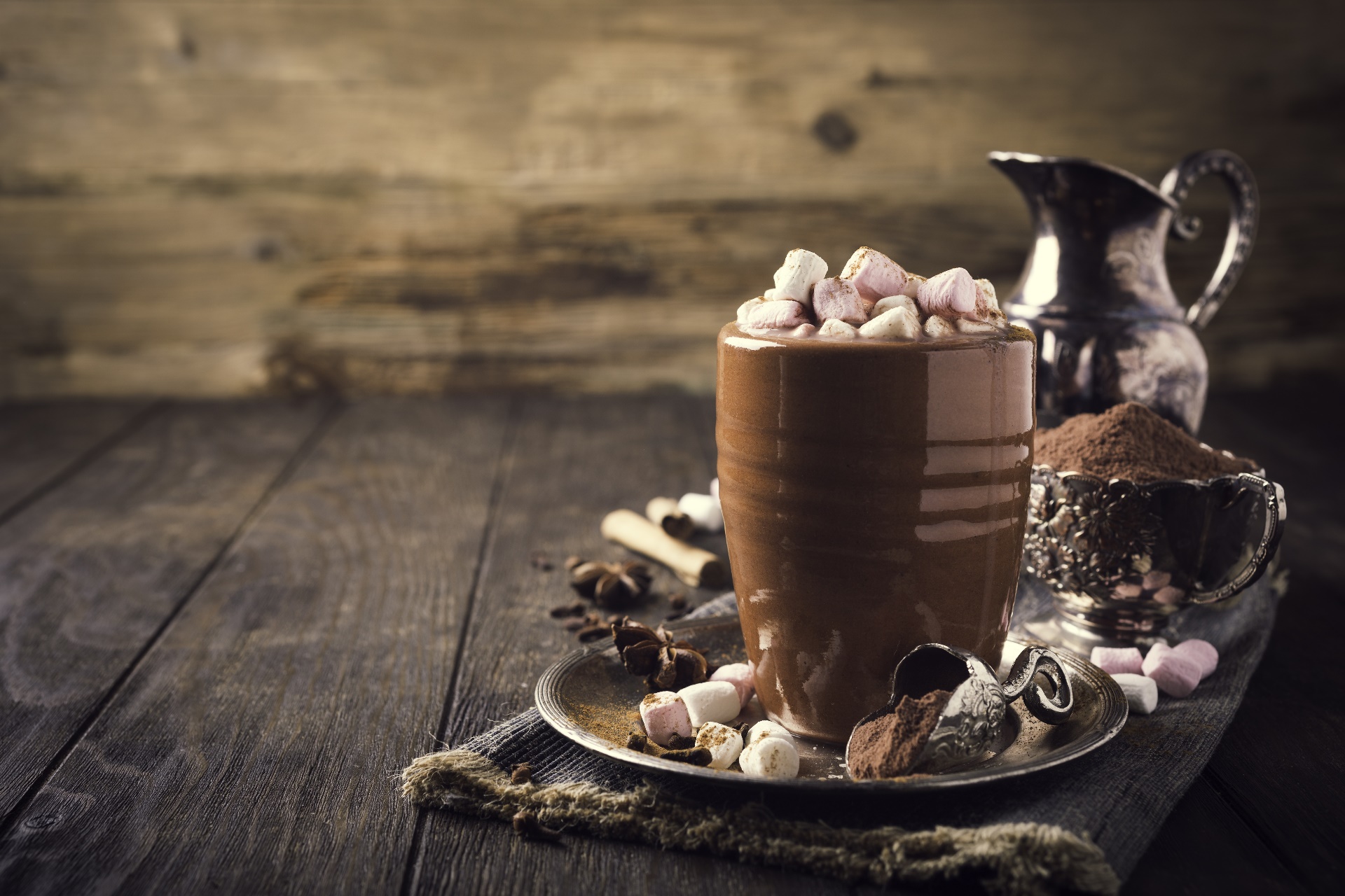 General 1920x1280 food sweets cup still life Hot Cocoa marshmallows wooden surface chocolate