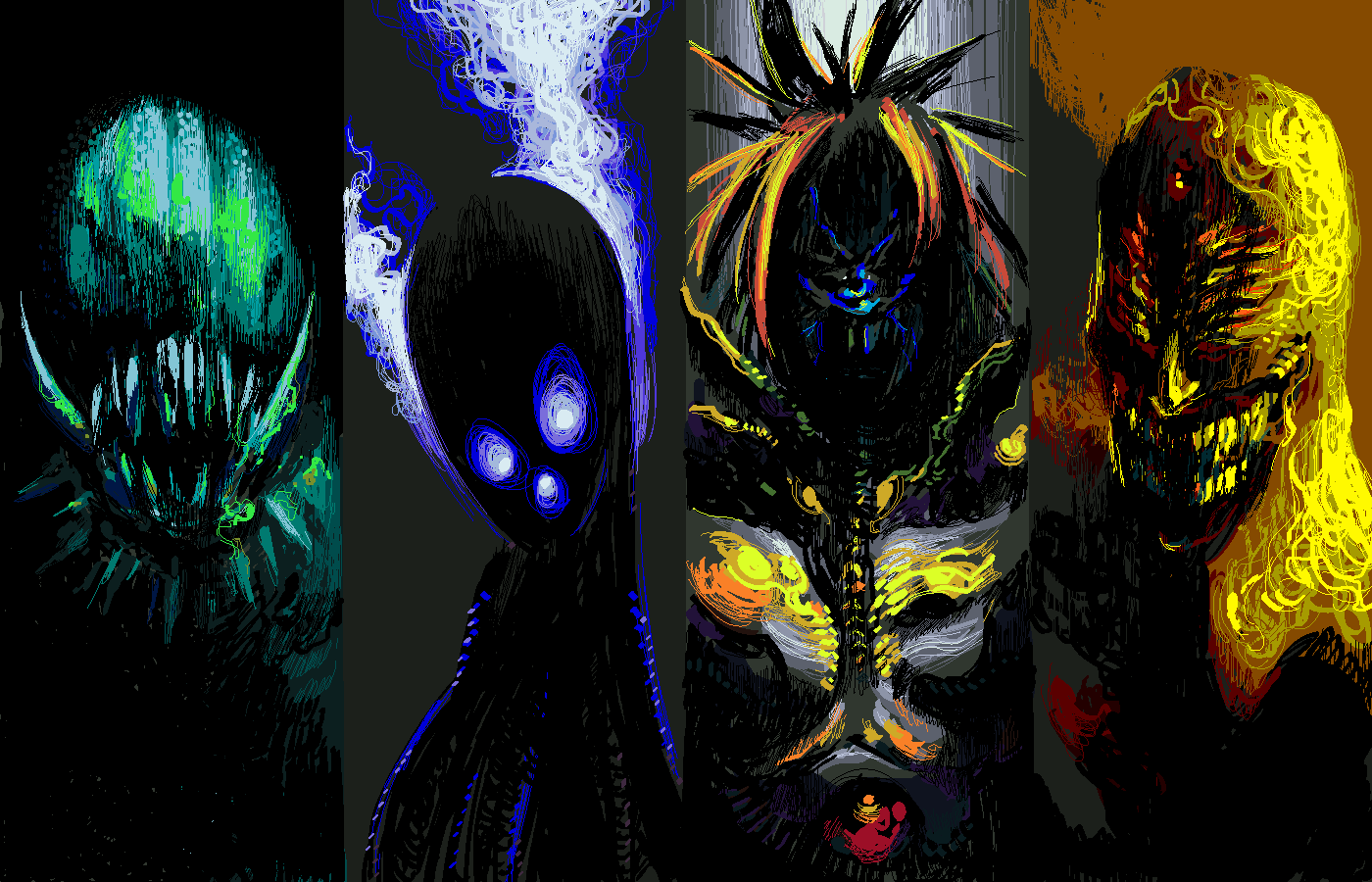 Anime 1400x900 anime digital art fan art One-Punch Man aliens creature Boros (One-Punch Man) collage