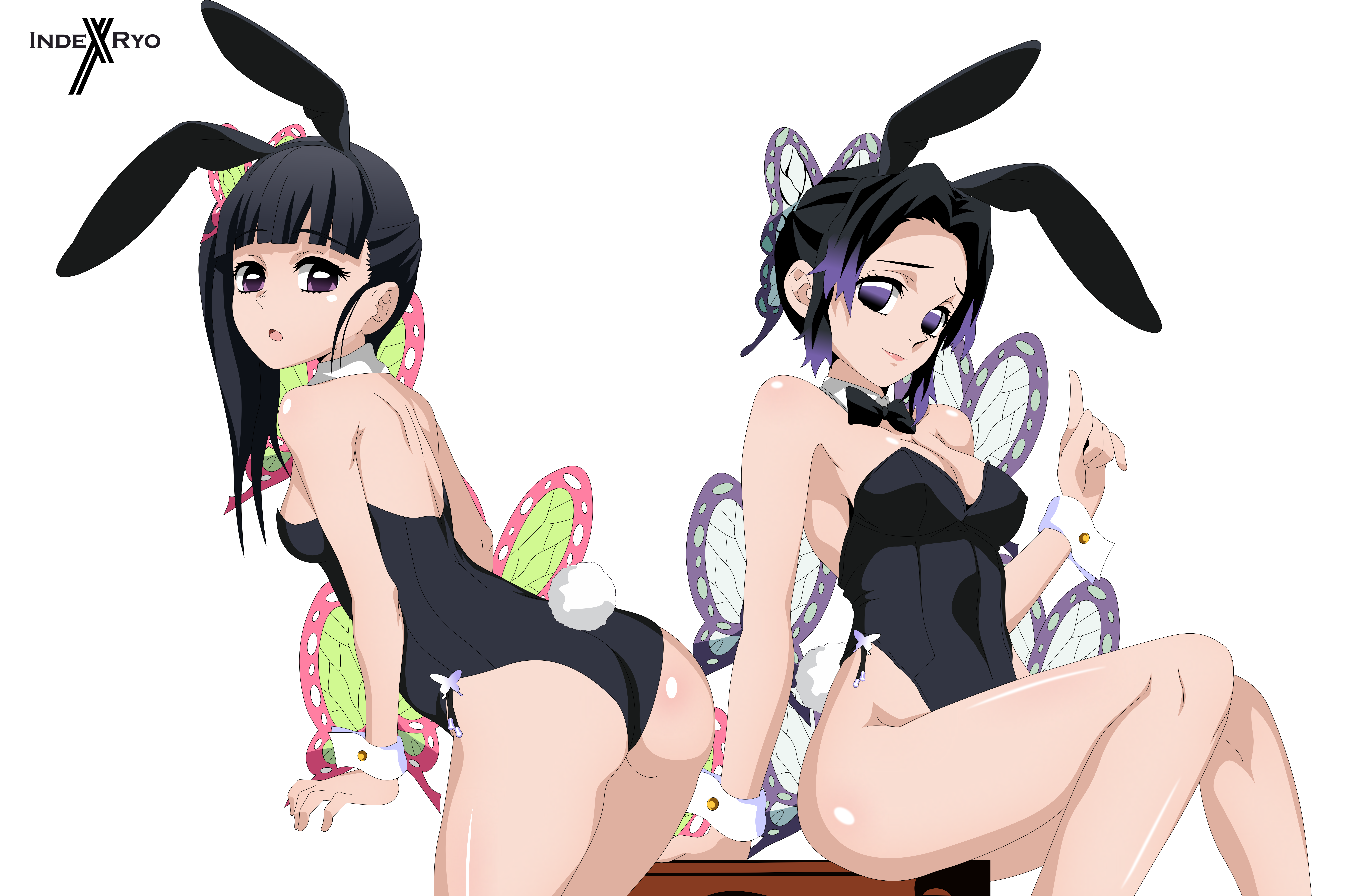 Anime 9563x6258 anime anime girls digital art artwork 2D portrait Kimetsu no Yaiba Kochou Shinobu Kanao Tsuyuri bunny ears bunny suit ass