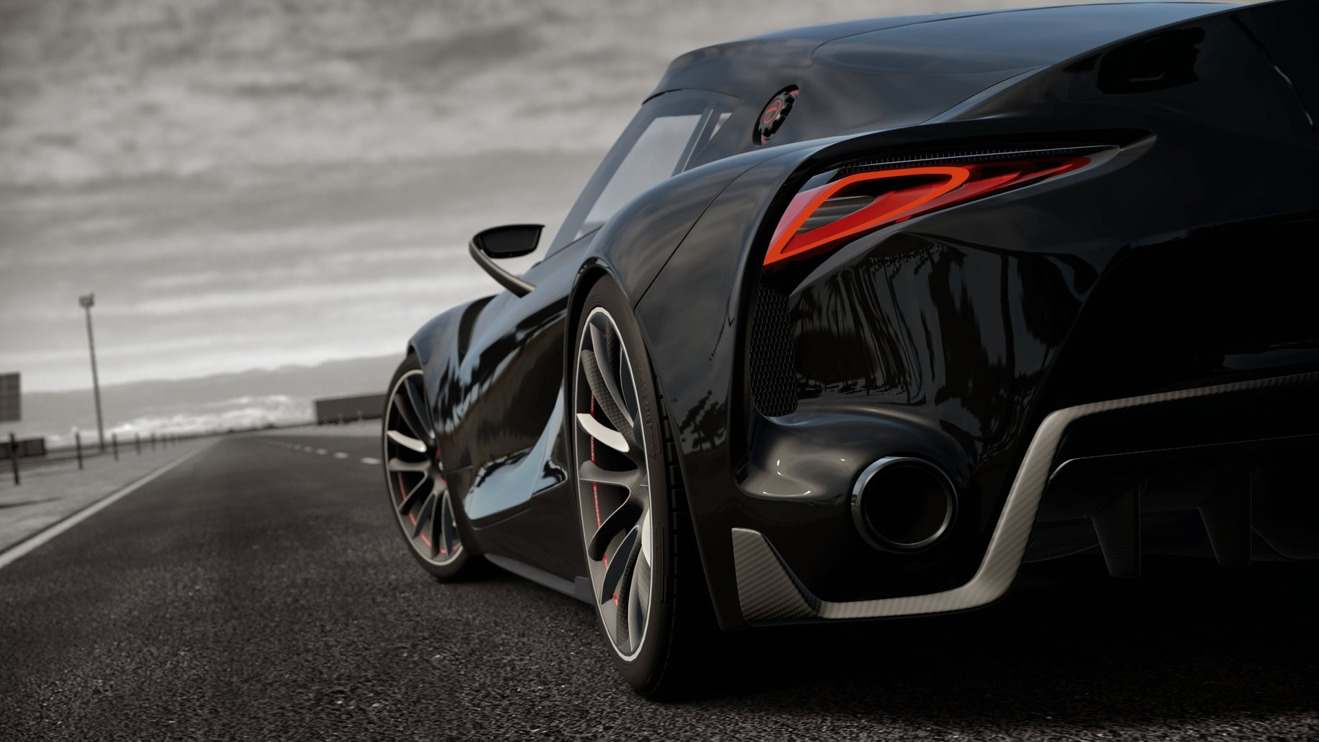 General 1920x1080 black car model BMW Toyota sky Toyota FT-1 clouds road rear view vehicle