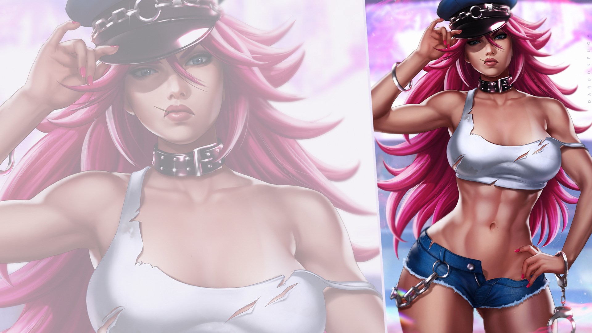 General 1920x1080 Dandonfuga Poison (Street Fighter) pink hair toothpick lo...