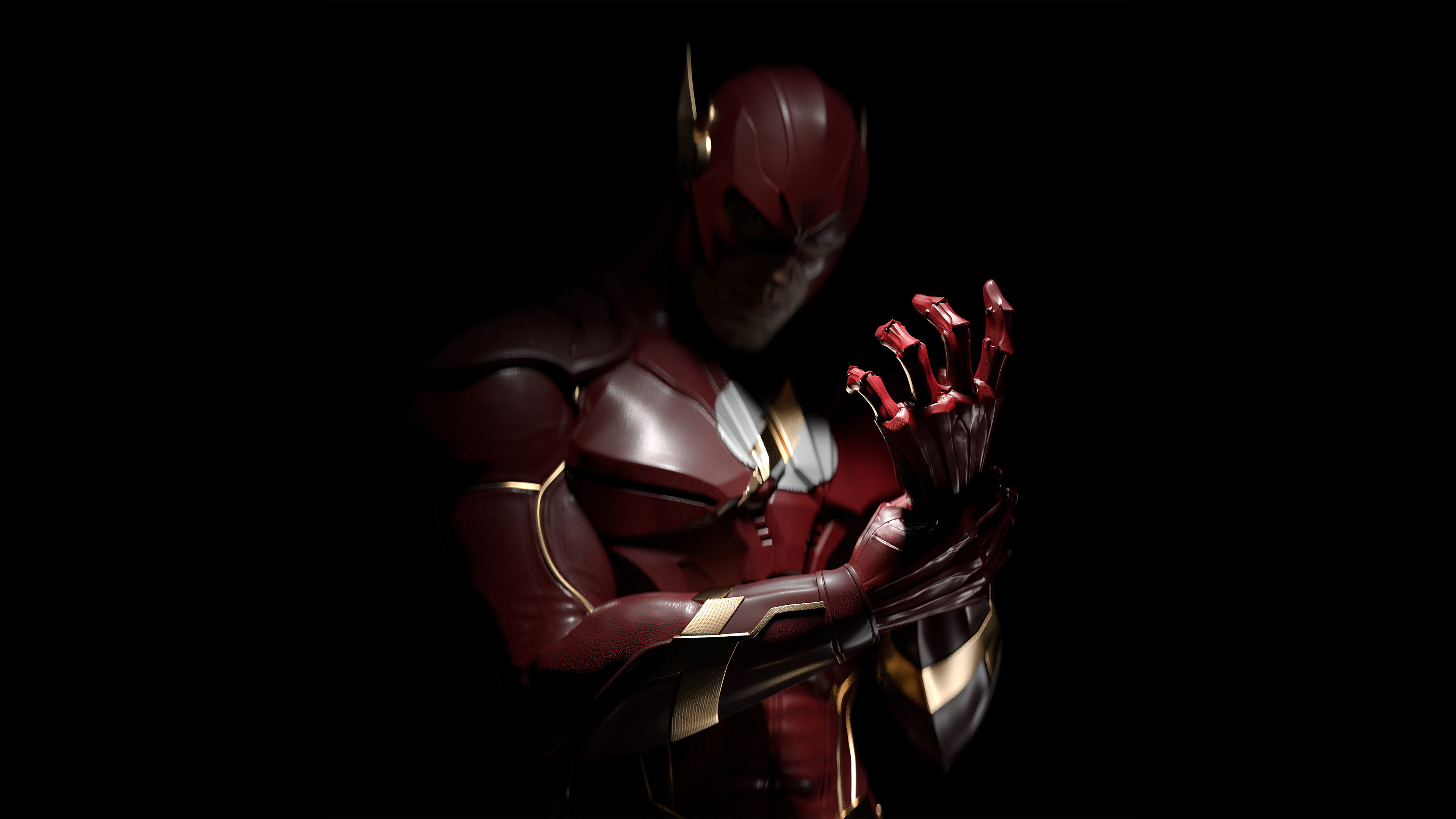 General 3840x2160 Injustice 2 DC Comics The Flash bodysuit superhero black background simple background minimalism