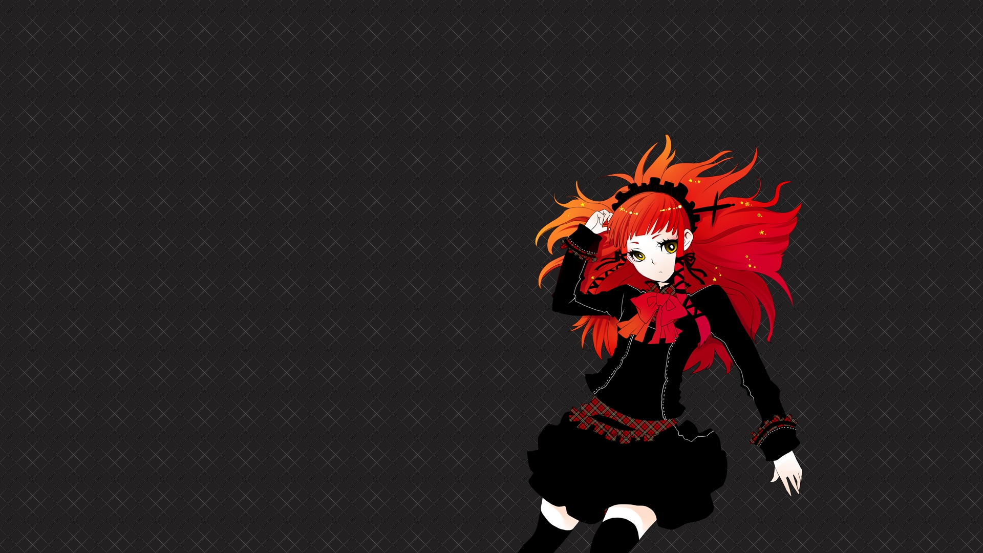 Anime 1920x1080 simple background anime girls redhead skirt thigh-highs long hair yellow eyes dress Persona 3 Persona series video games