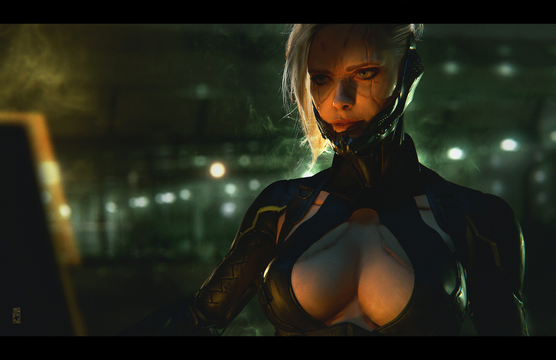 General 1920x1243 boobs futuristic cyberpunk Soufiane Idrassi cyborg digital art women cleavage