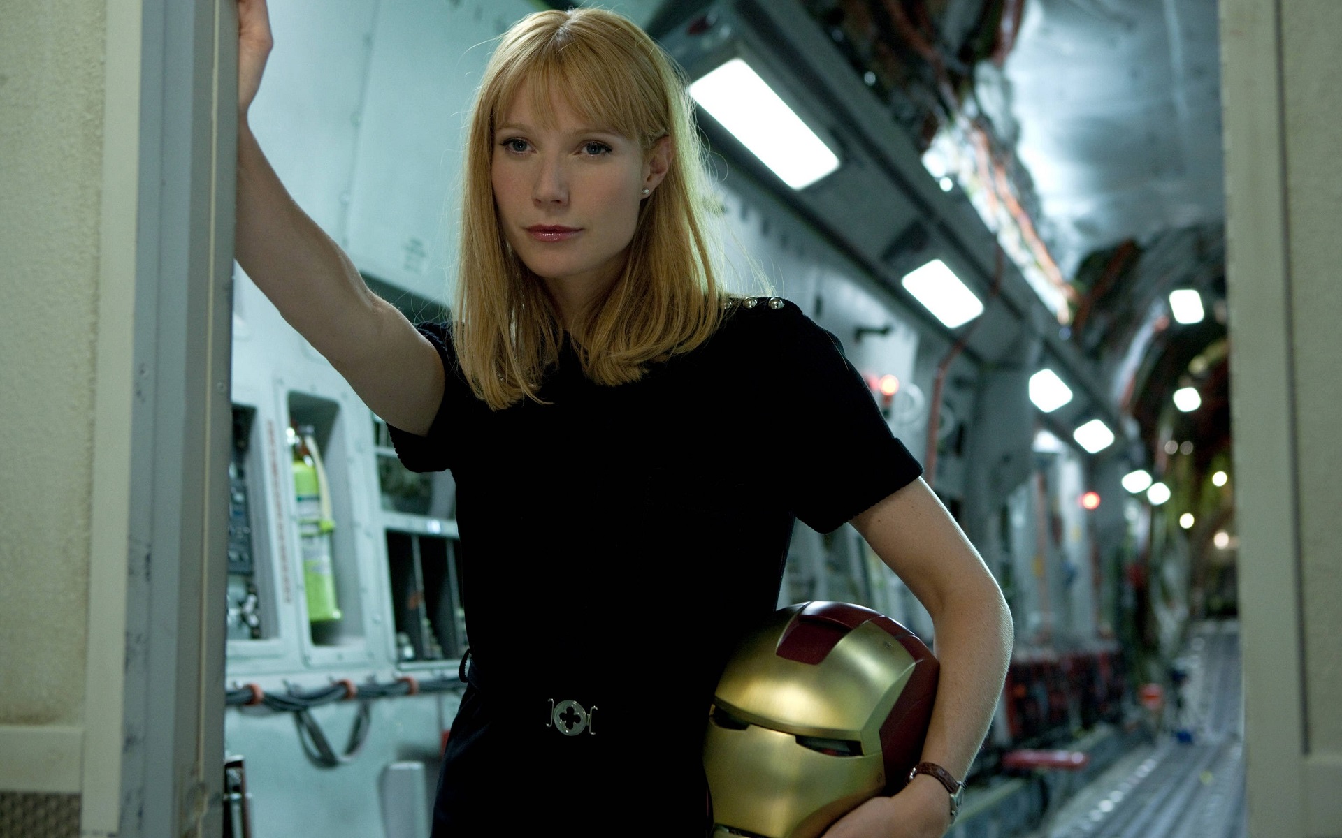 People 1920x1200 Gwyneth Paltrow women blonde Iron Man Pepper Potts Marvel Cinematic Universe dress black dress
