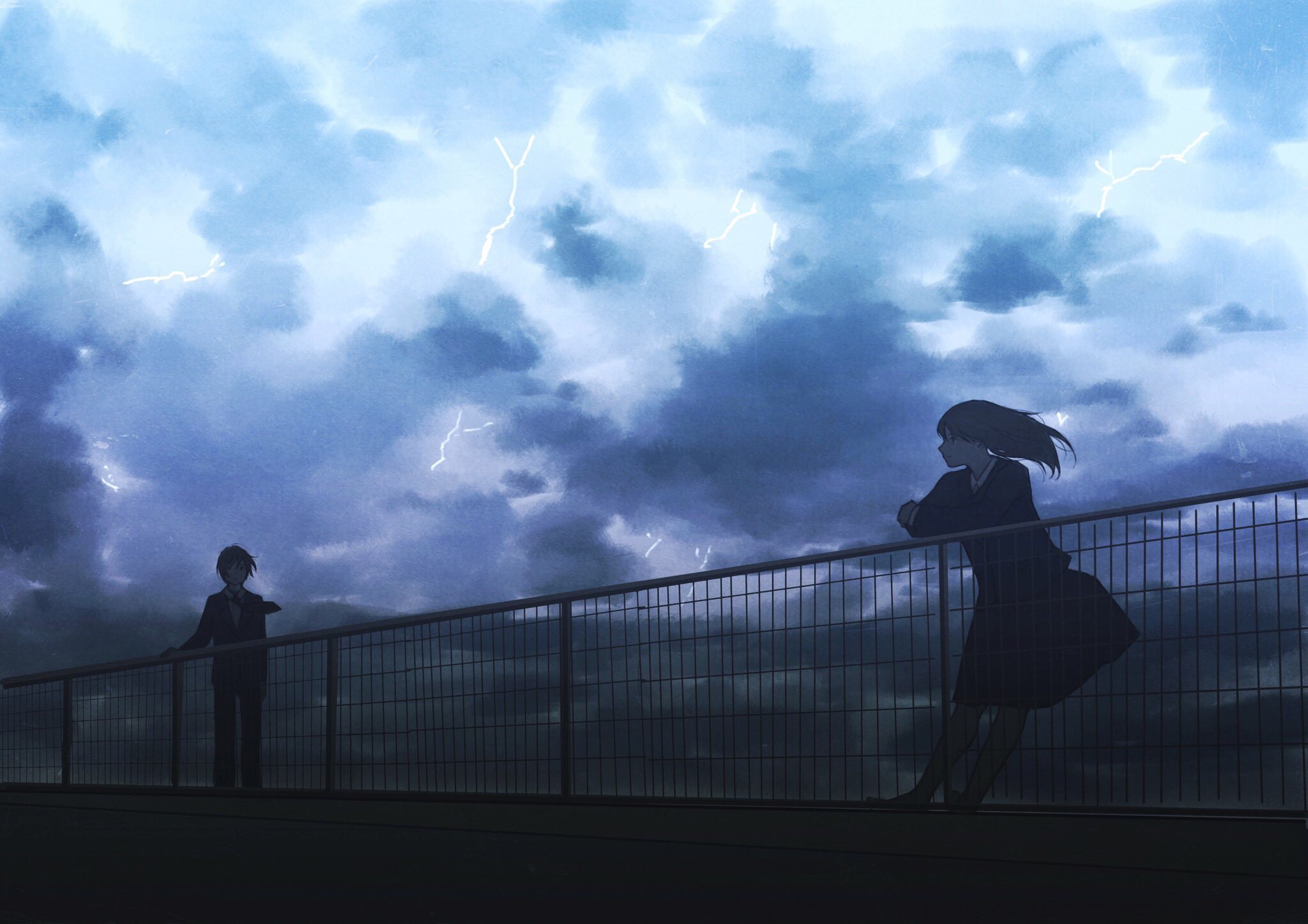 Anime 2048x1448 clouds dark anime