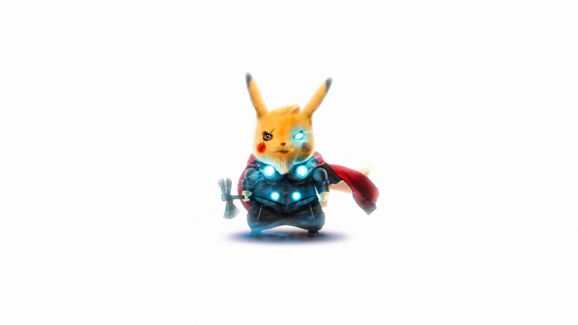 General 1920x1080 Thor Pikachu Marvel Cinematic Universe comics Marvel Comics cyan white background crossover