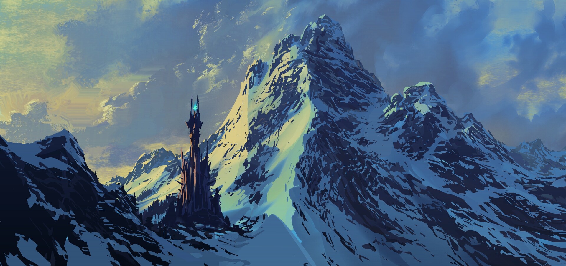 General 1920x904 Philipp A Urlich digital art fantasy art snow tower mountains