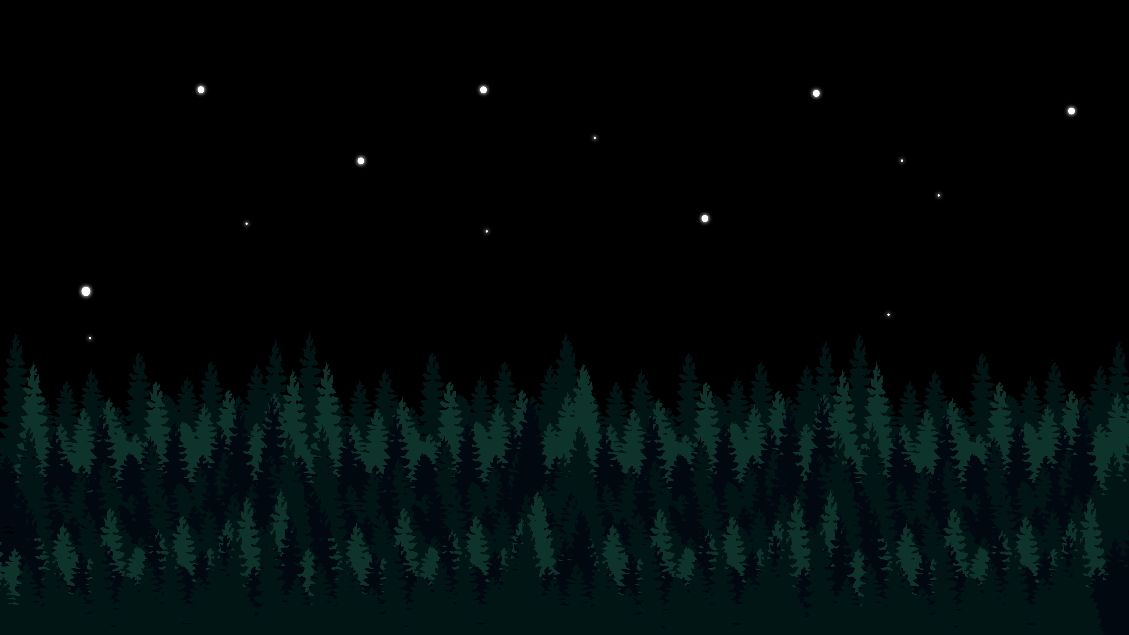 General 3840x2160 artwork stars trees forest digital art simple background night sky nature