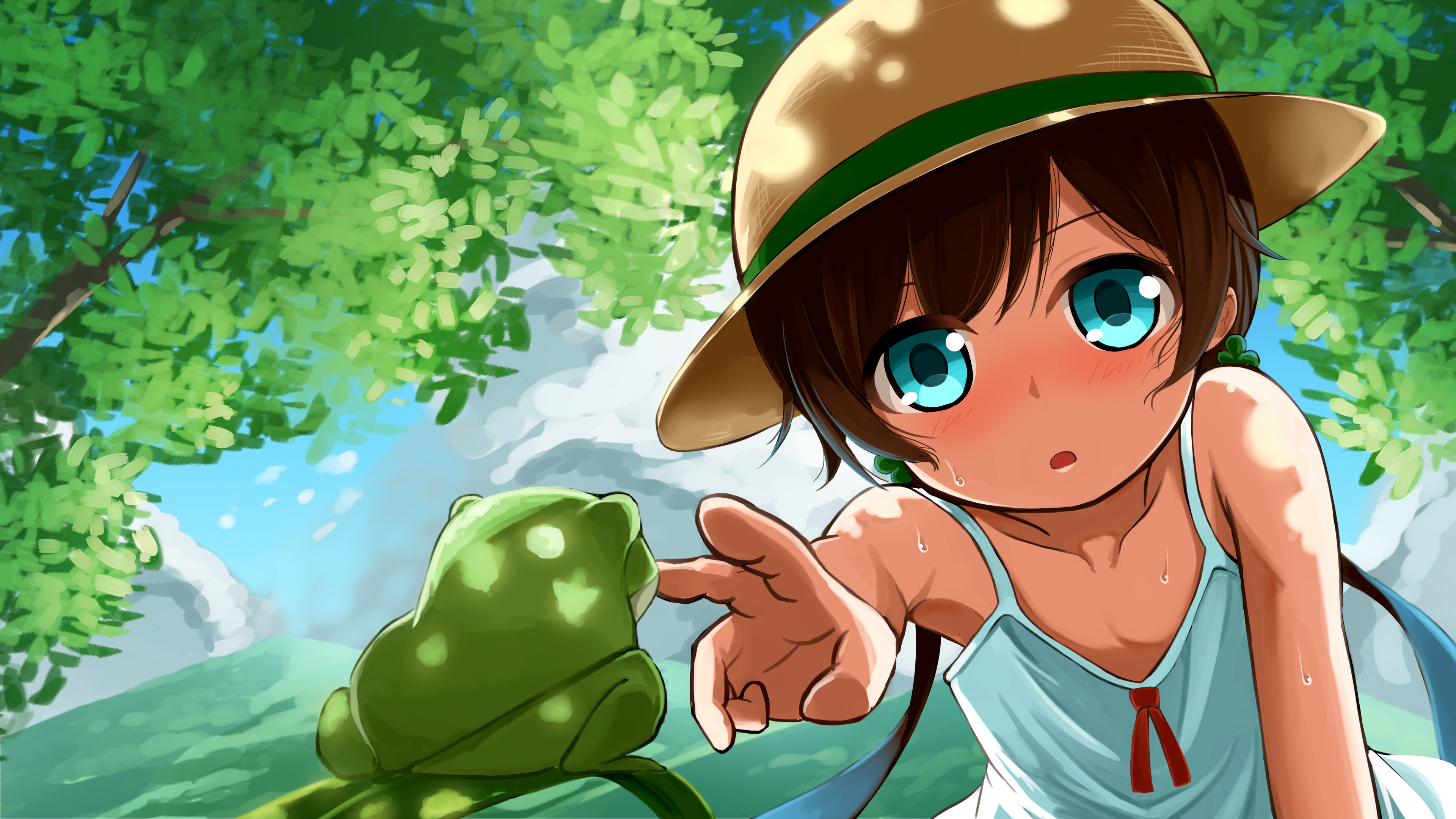 Anime 3840x2160 frog river hat anime 4K