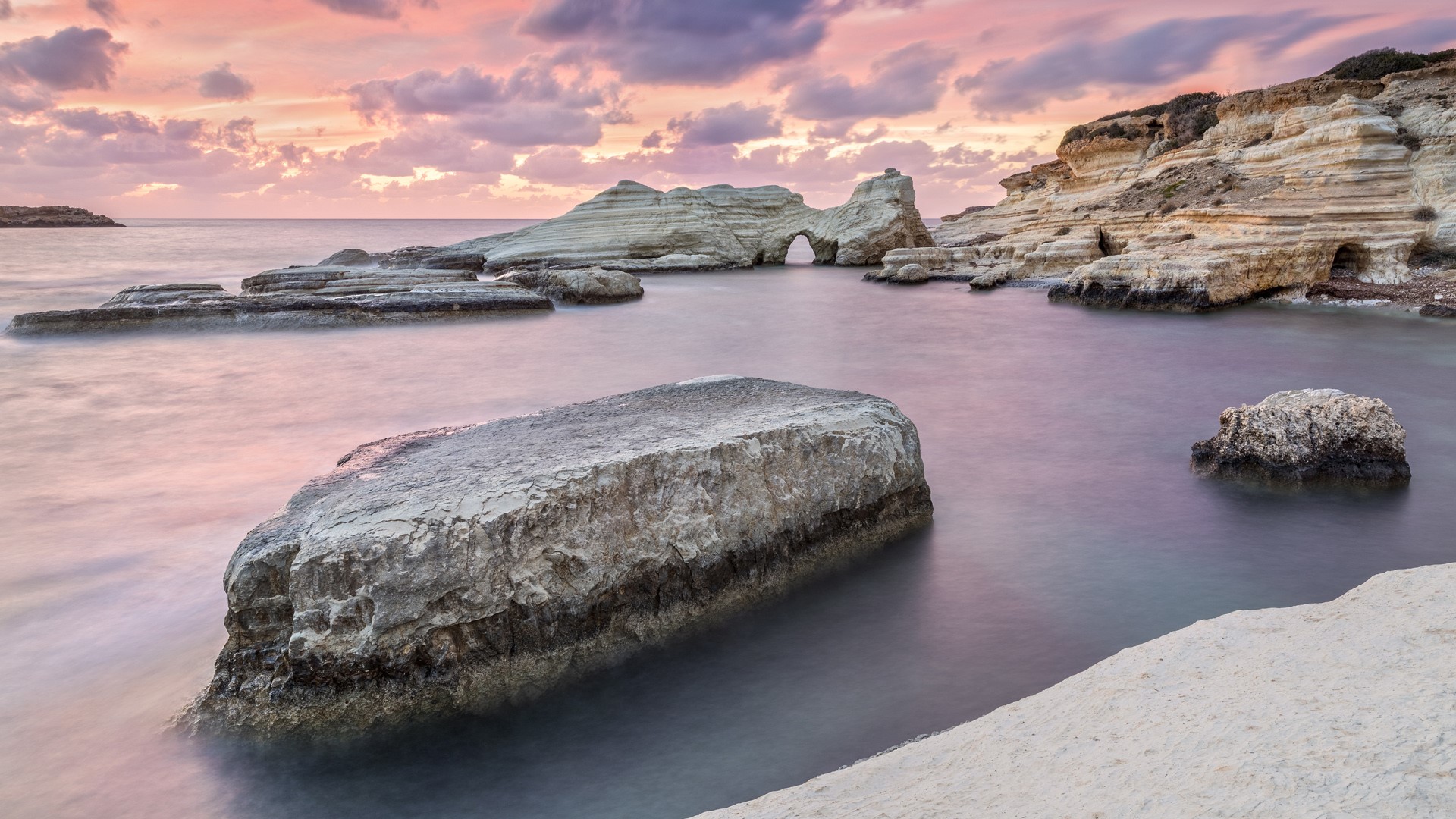 General 1920x1080 nature landscape clouds rocks horizon water sea sand rock formation sky Cyprus