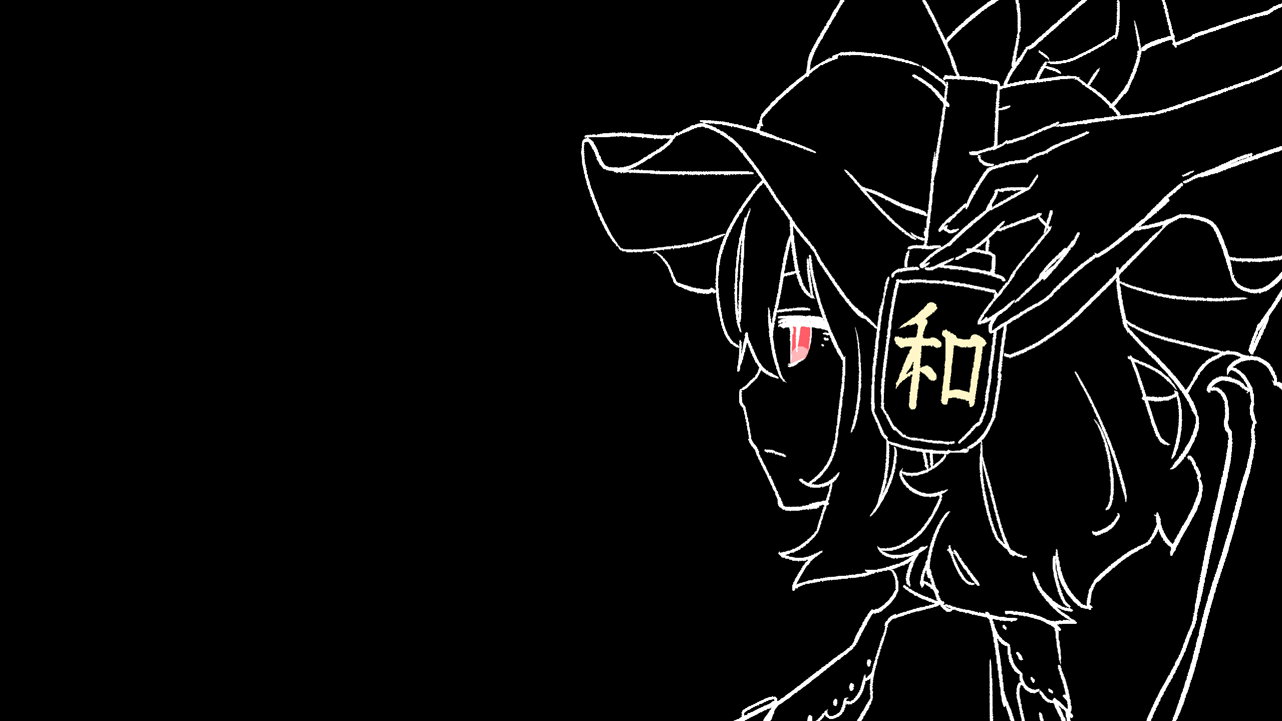 Anime 2560x1440 Touhou Toyosatomimi no Miko kawayabug monochrome black background