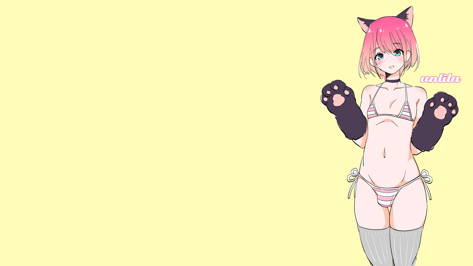 Anime 1920x1080 bikini cat boy paws cat ears string panties anime anime boys bulge femboy