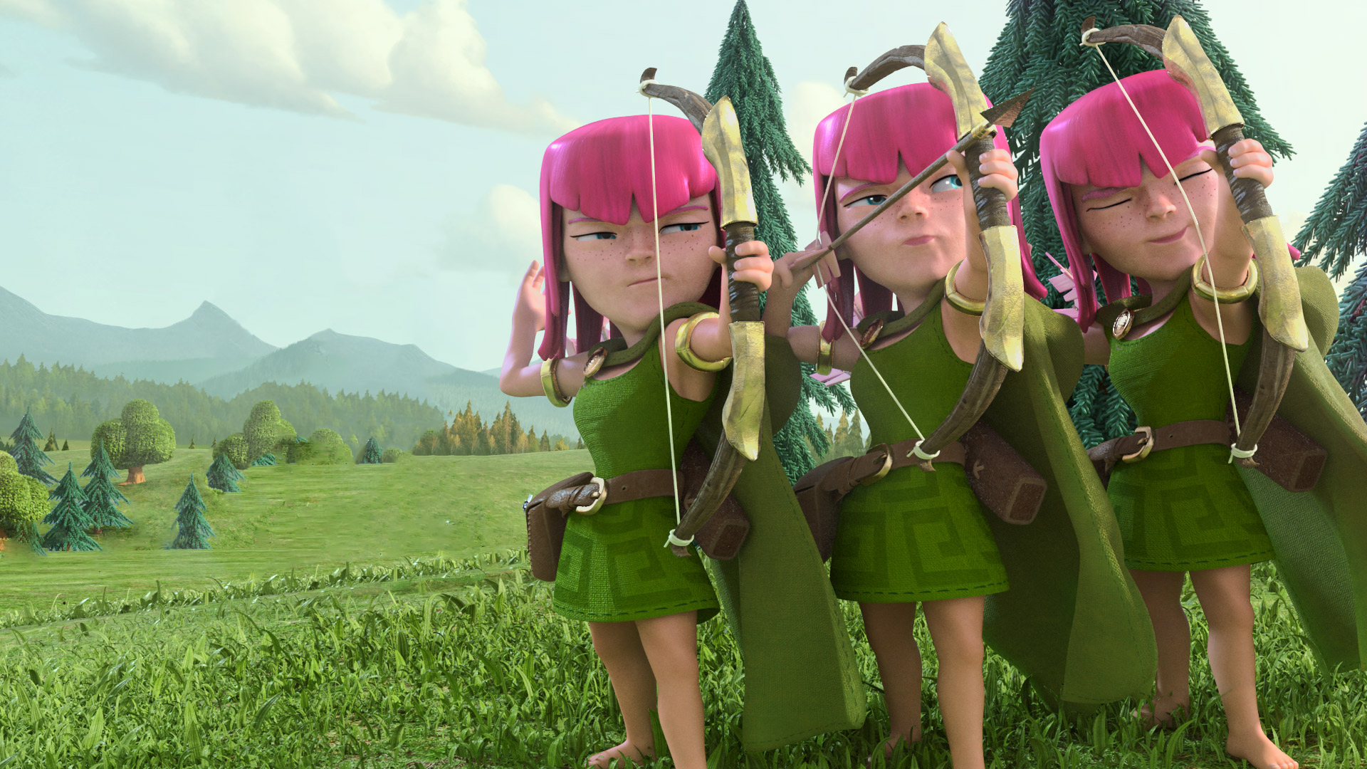 General 1920x1080 Clash of Clans archery video game art video game girls video game characters CGI pink hair