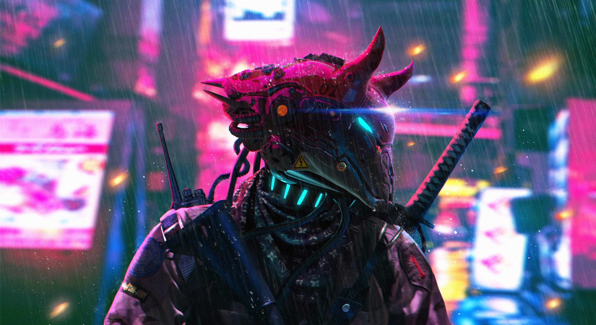 General 1920x1046 cyberpunk neon futuristic science fiction futuristic city katana rain