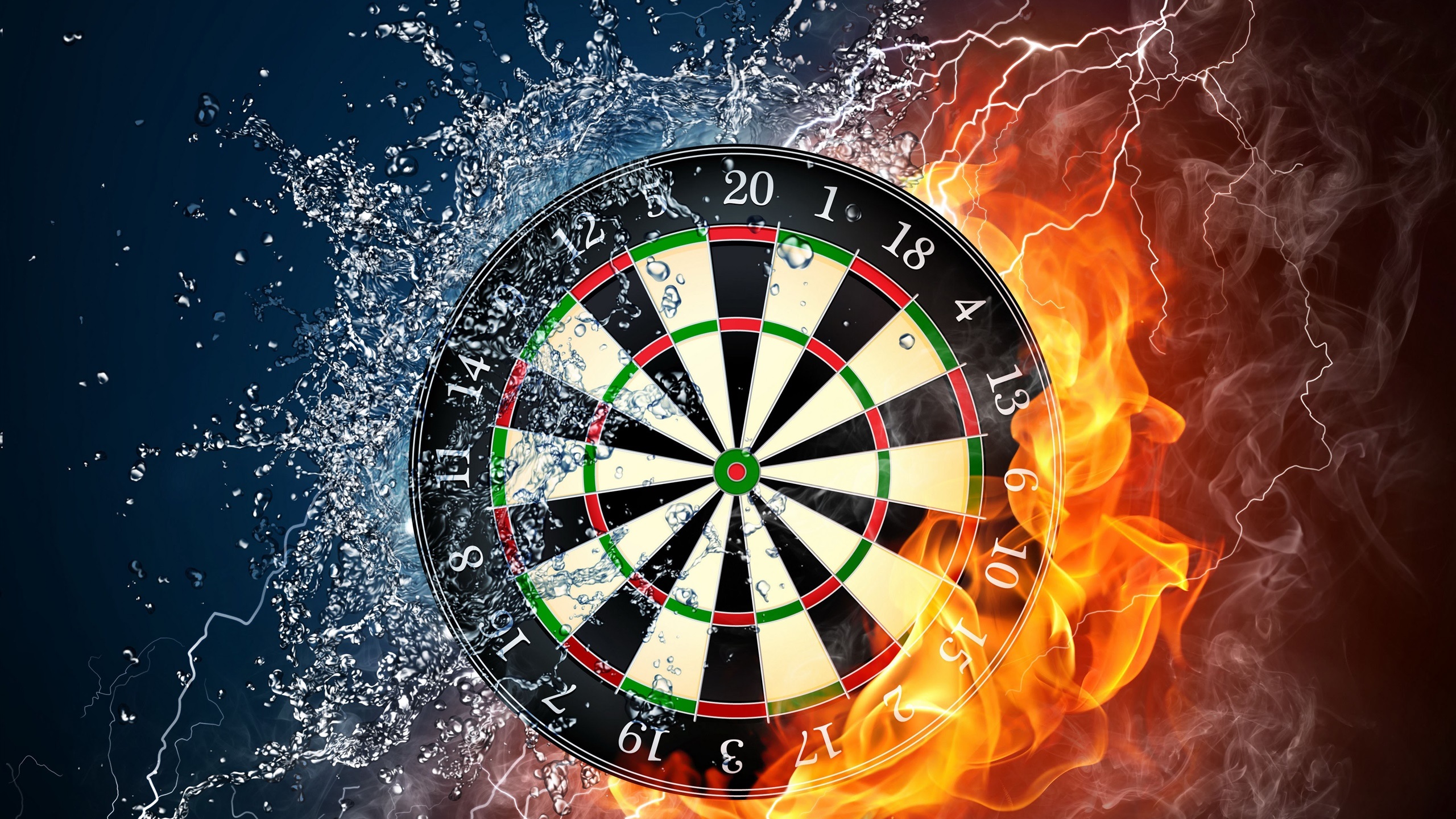 General 2560x1440 targets darts fire water artwork