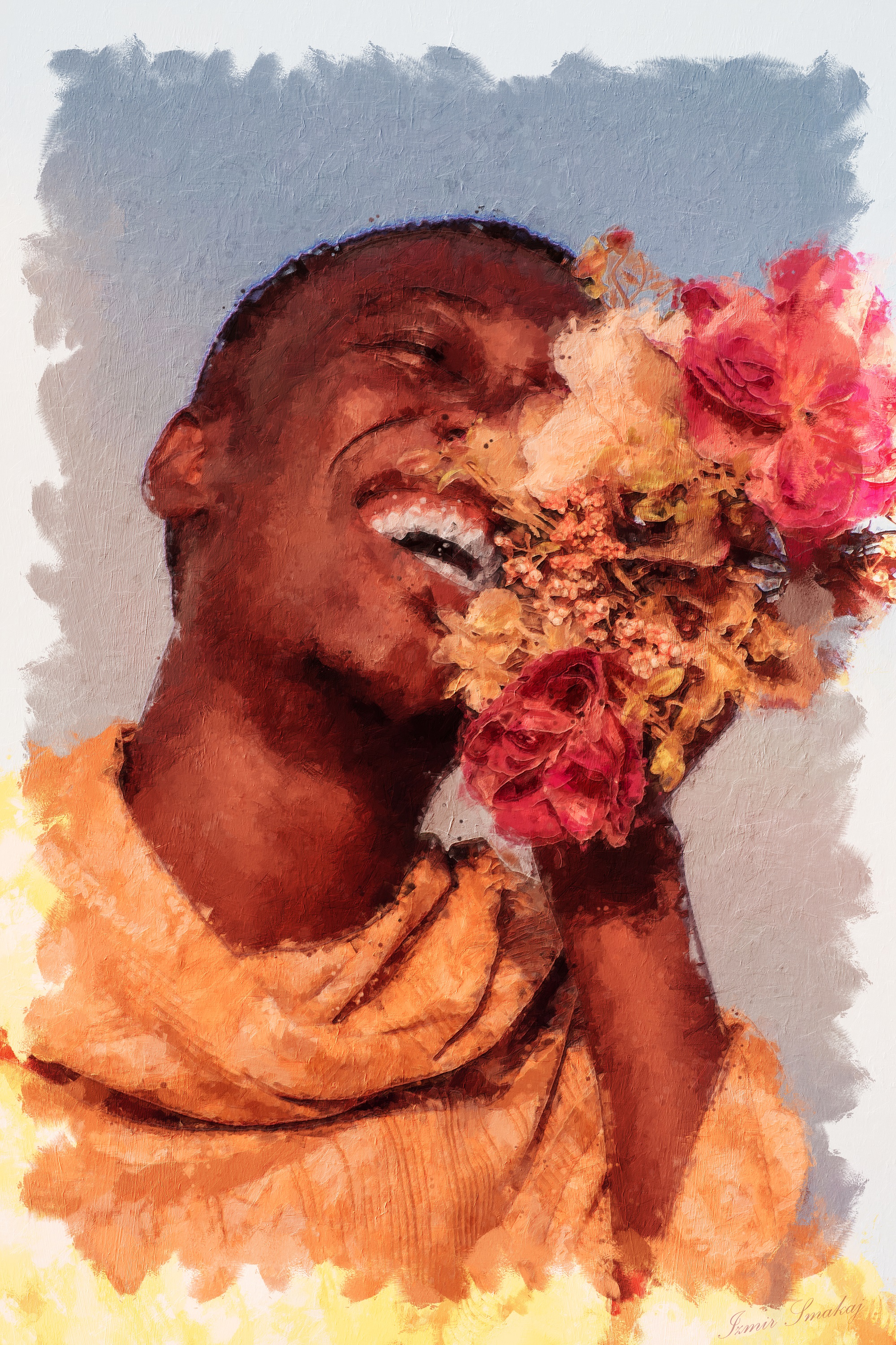 People 2000x3000 paint brushes painting flowers portrait smiling men