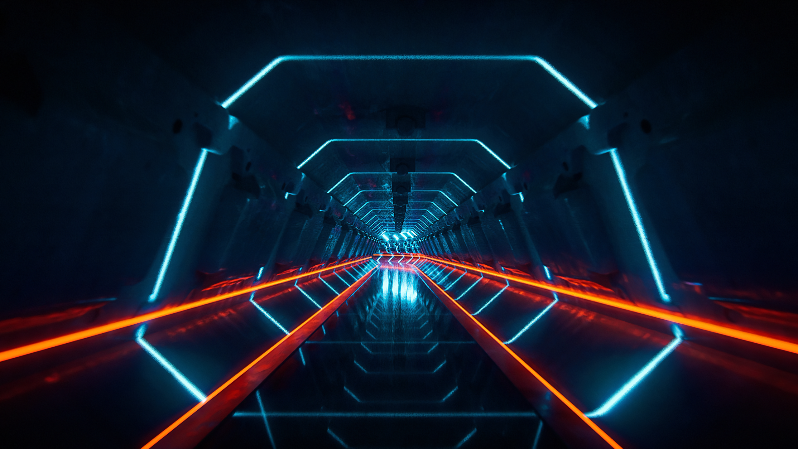 General 2560x1440 tunnel lights artwork neon science fiction