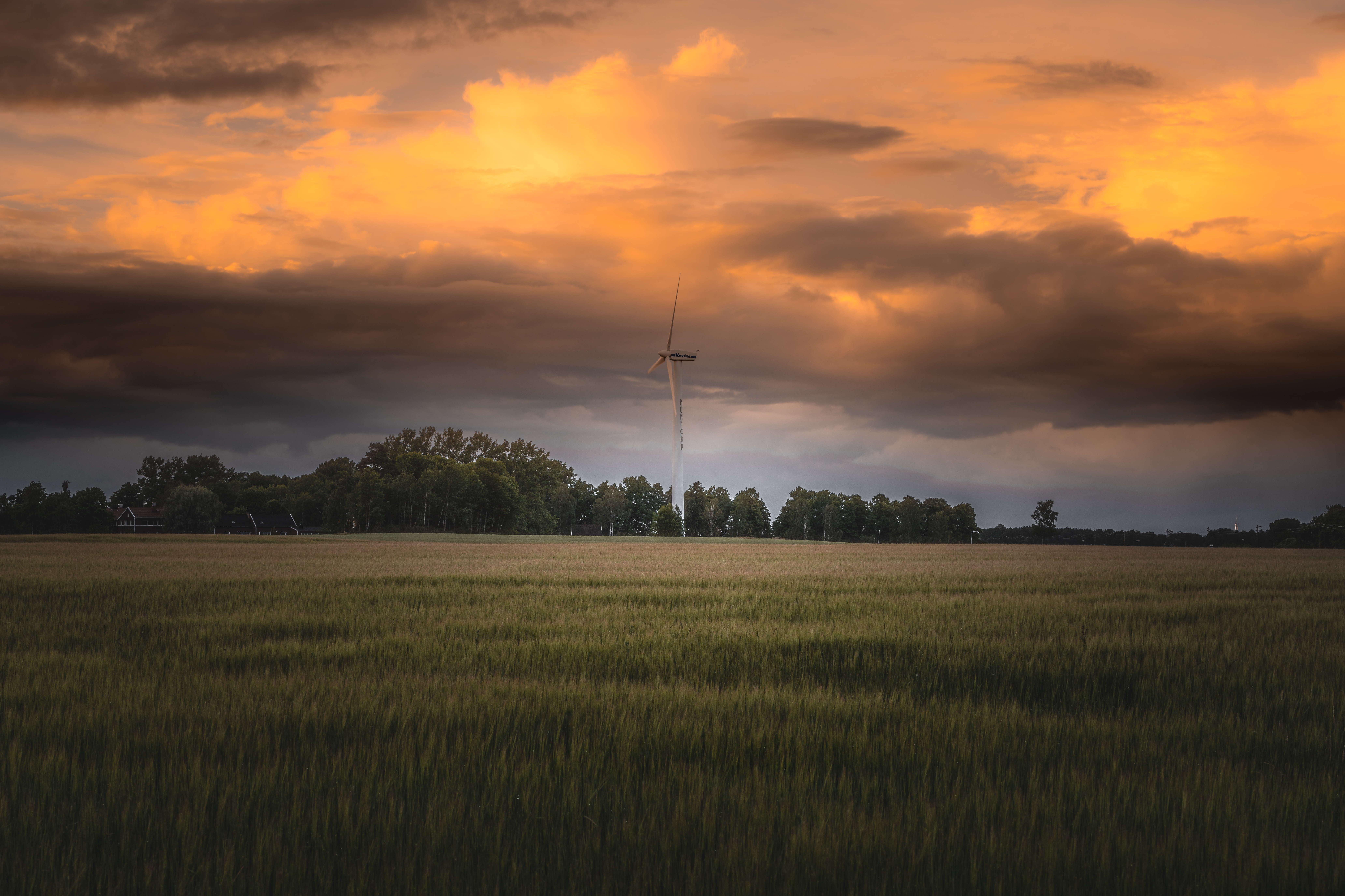 General 8256x5504 sunset landscape field wind farm overcast wind turbine