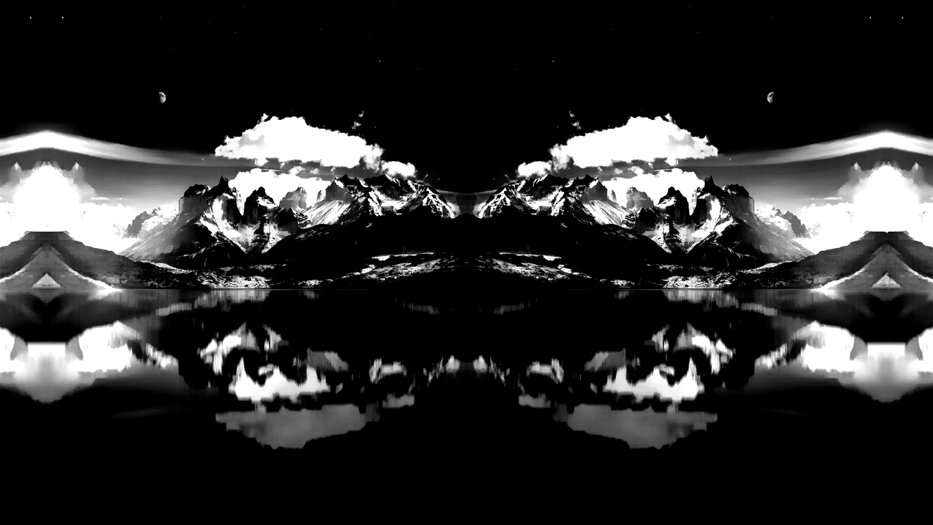 General 1920x1080 mountains nature digital art dark monochrome