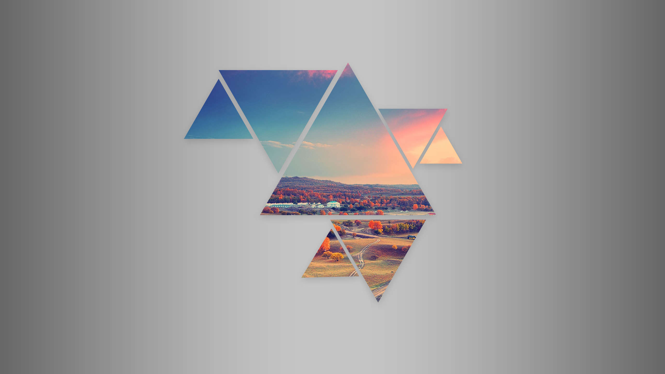 General 2560x1440 abstract sunset triangle digital art simple background