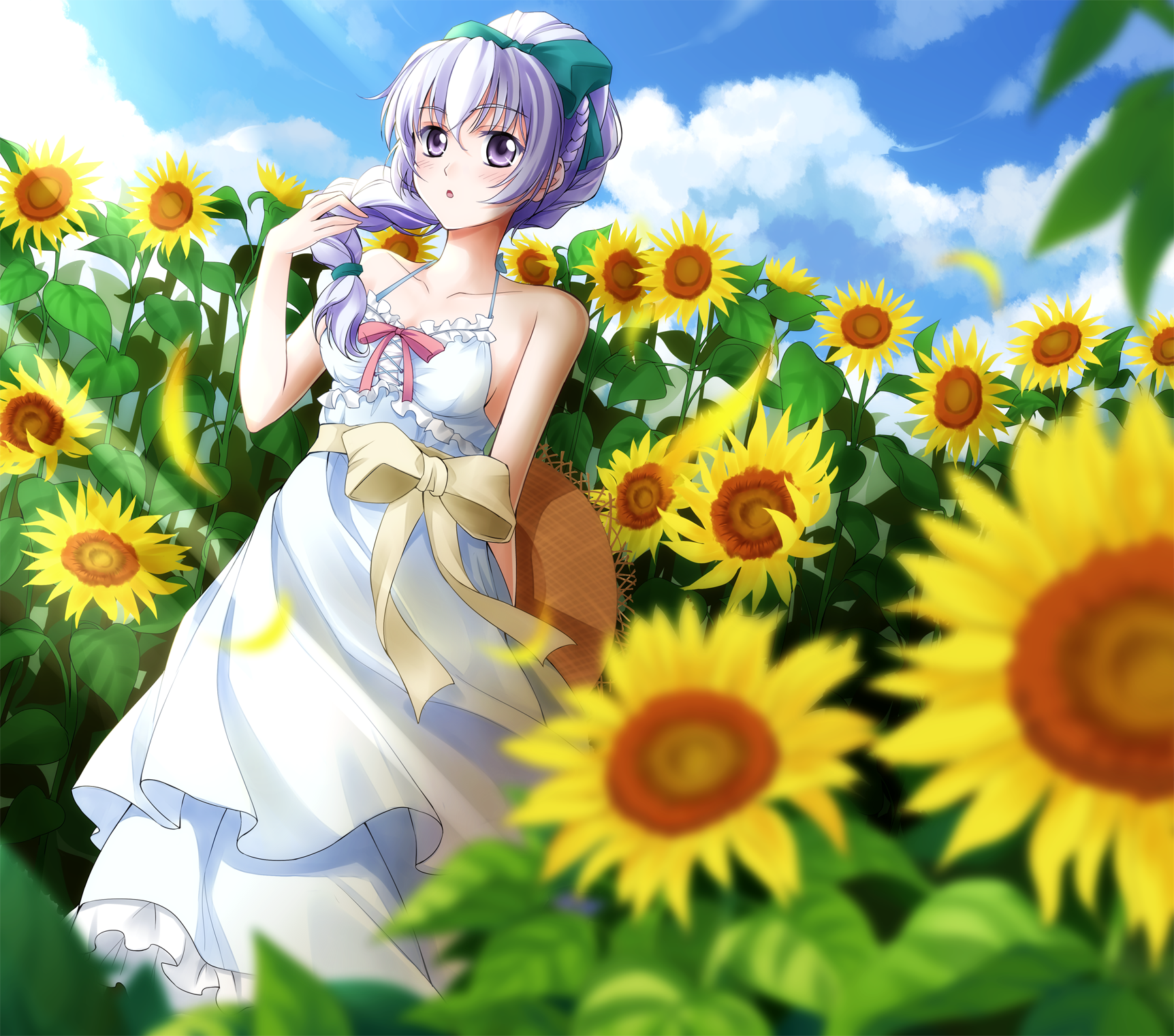 Anime 1724x1521 Full Metal Panic! anime girls Teletha Tessa Testarossa sunflowers sun dress