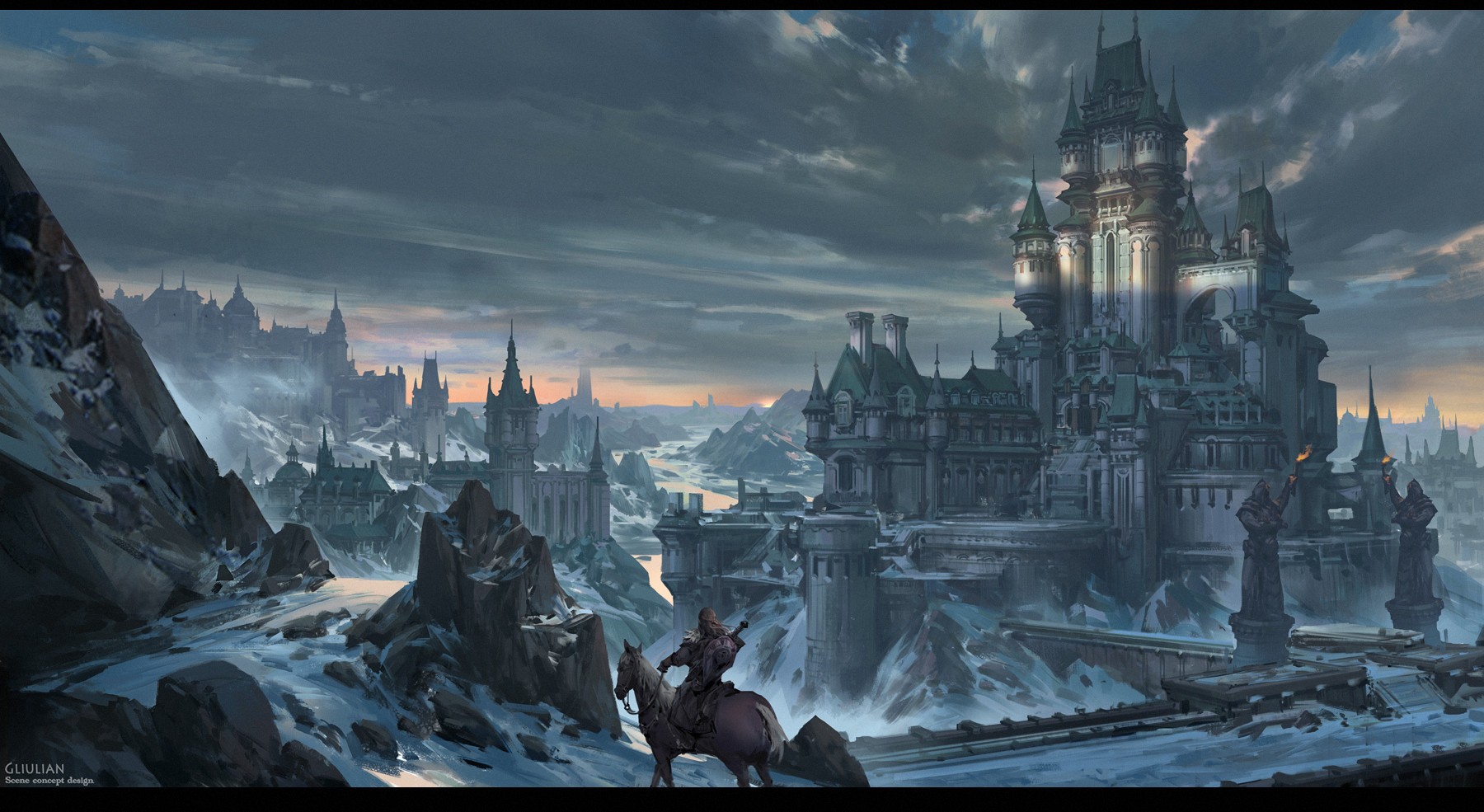 General 1800x985 fantasy art castle horse fantasy city