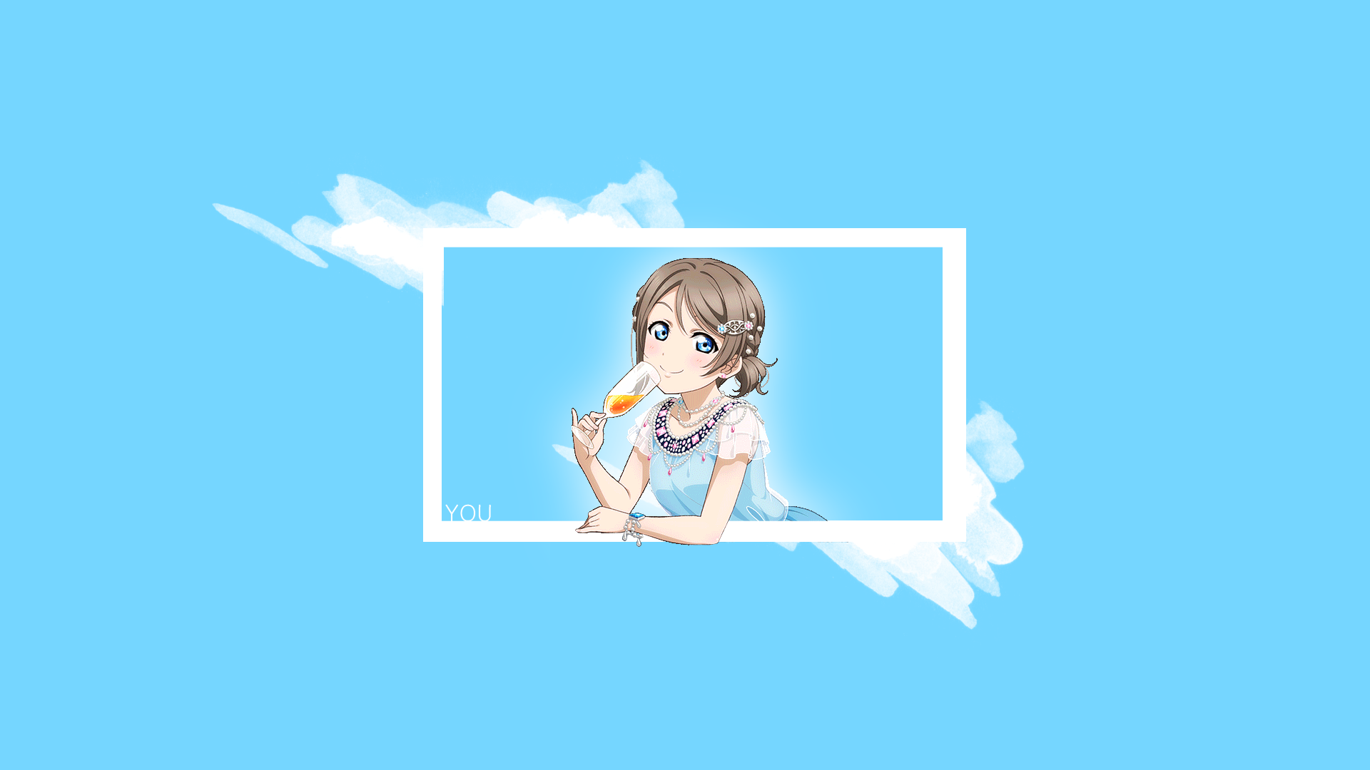 Anime 1920x1080 Watanabe You Love Live! Sunshine anime simple background light blue