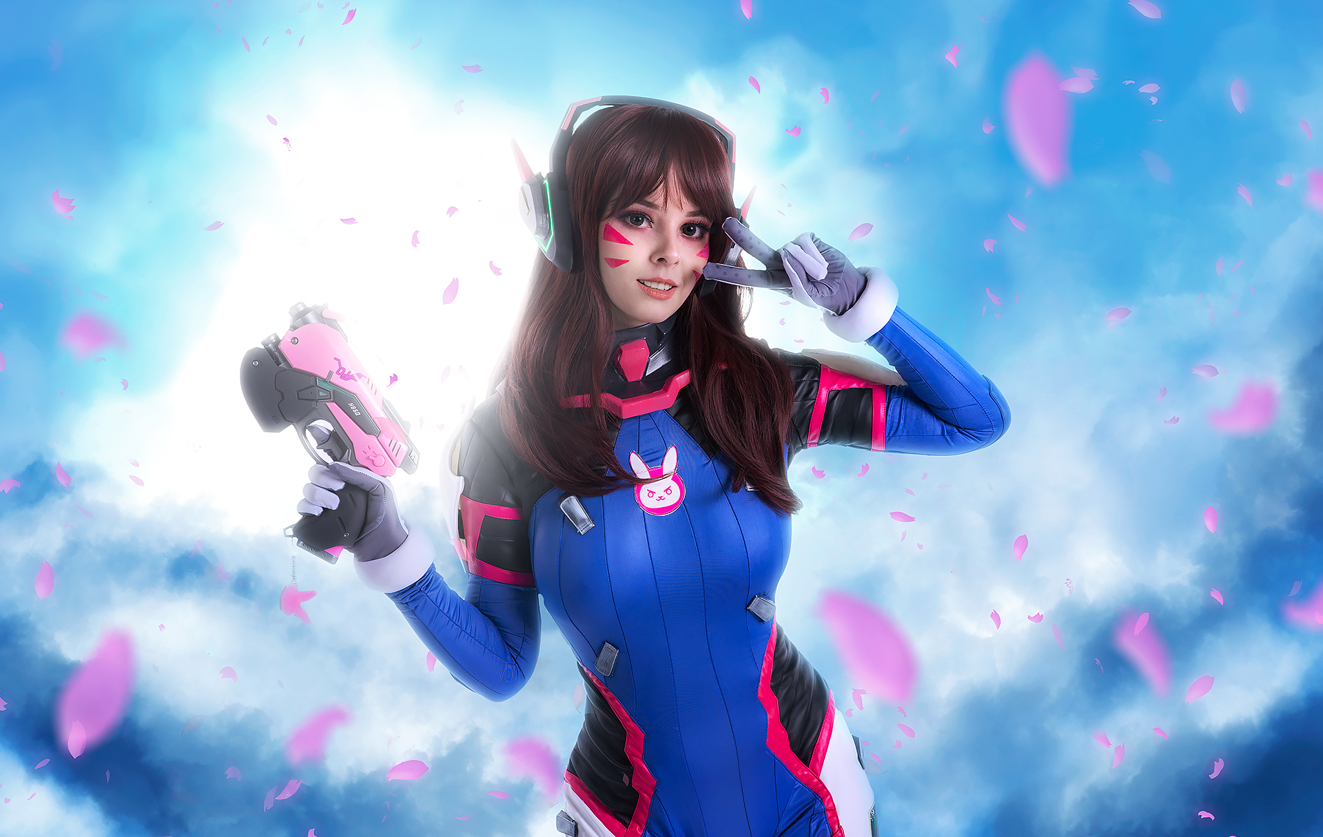 People 1920x1215 cosplay D.Va (Overwatch) women model gun weapon colorful video game characters