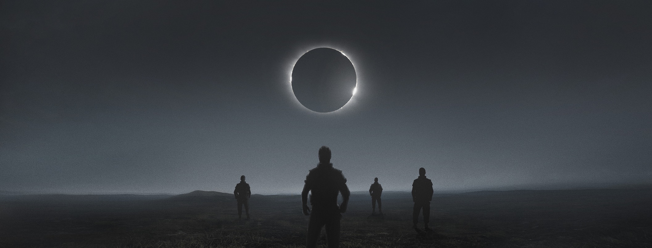 General 2112x804 digital art landscape eclipse  monochrome