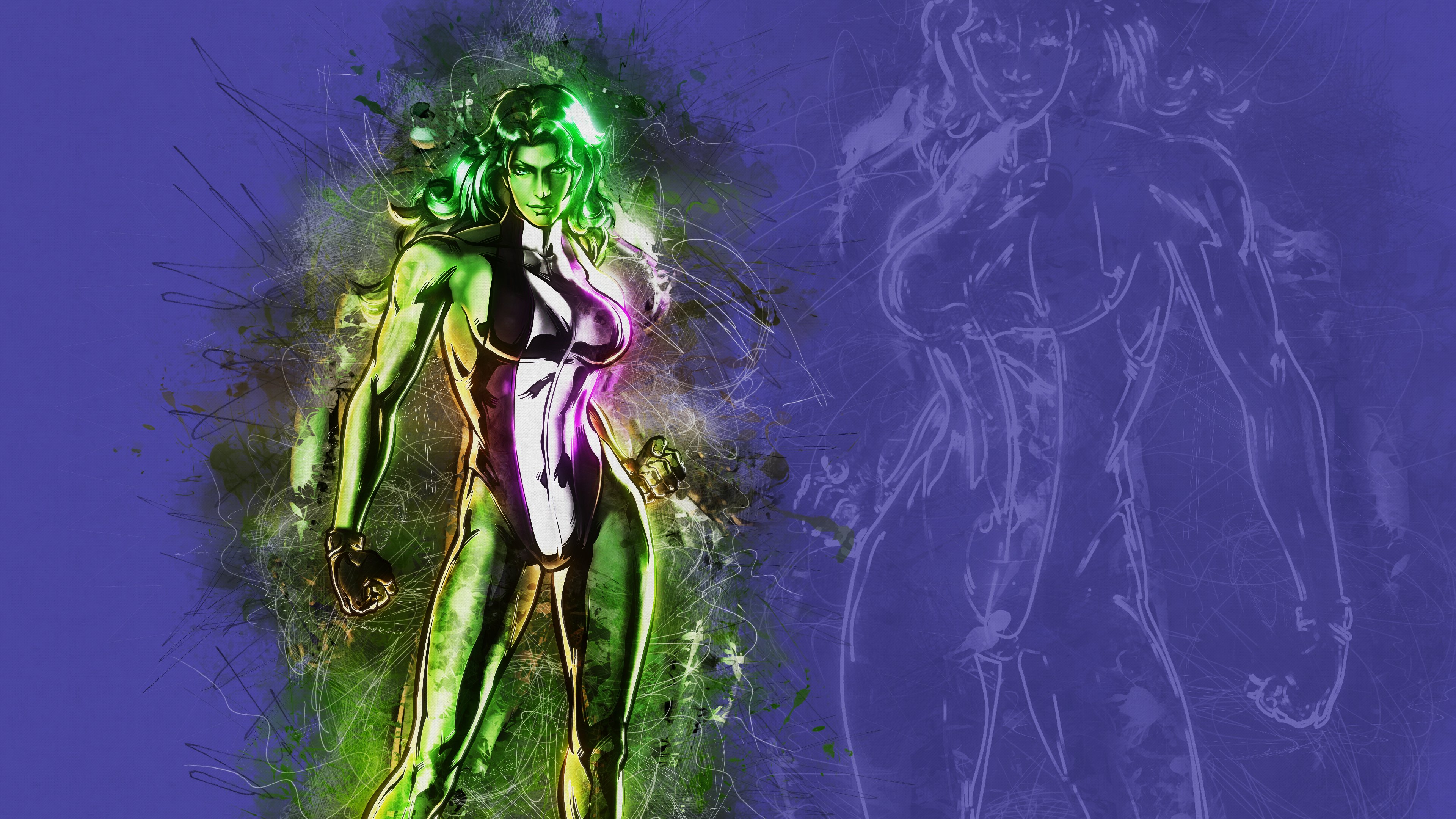 General 3840x2160 hero comics artwork She-Hulk Hulk Marvel Vs. Capcom Marvel vs. Capcom 3: Fate of Two Worlds
