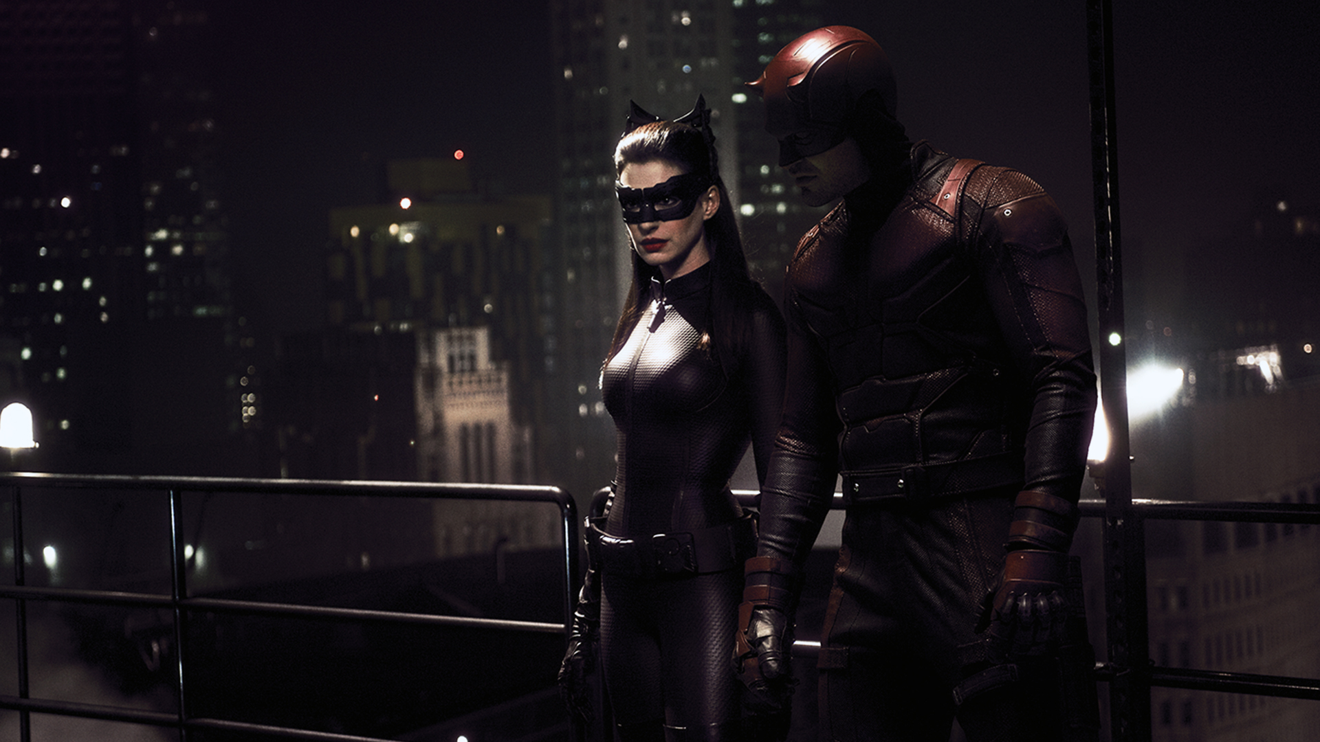 General 1920x1080 superhero DC Comics Catwoman Daredevil Marvel Comics crossover Charlie Cox Anne Hathaway